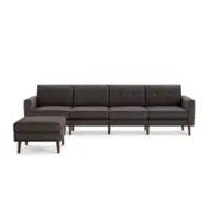 Burrow - Mid-Century Nomad King Sofa with Ottoman - Charcoal - Front_Zoom