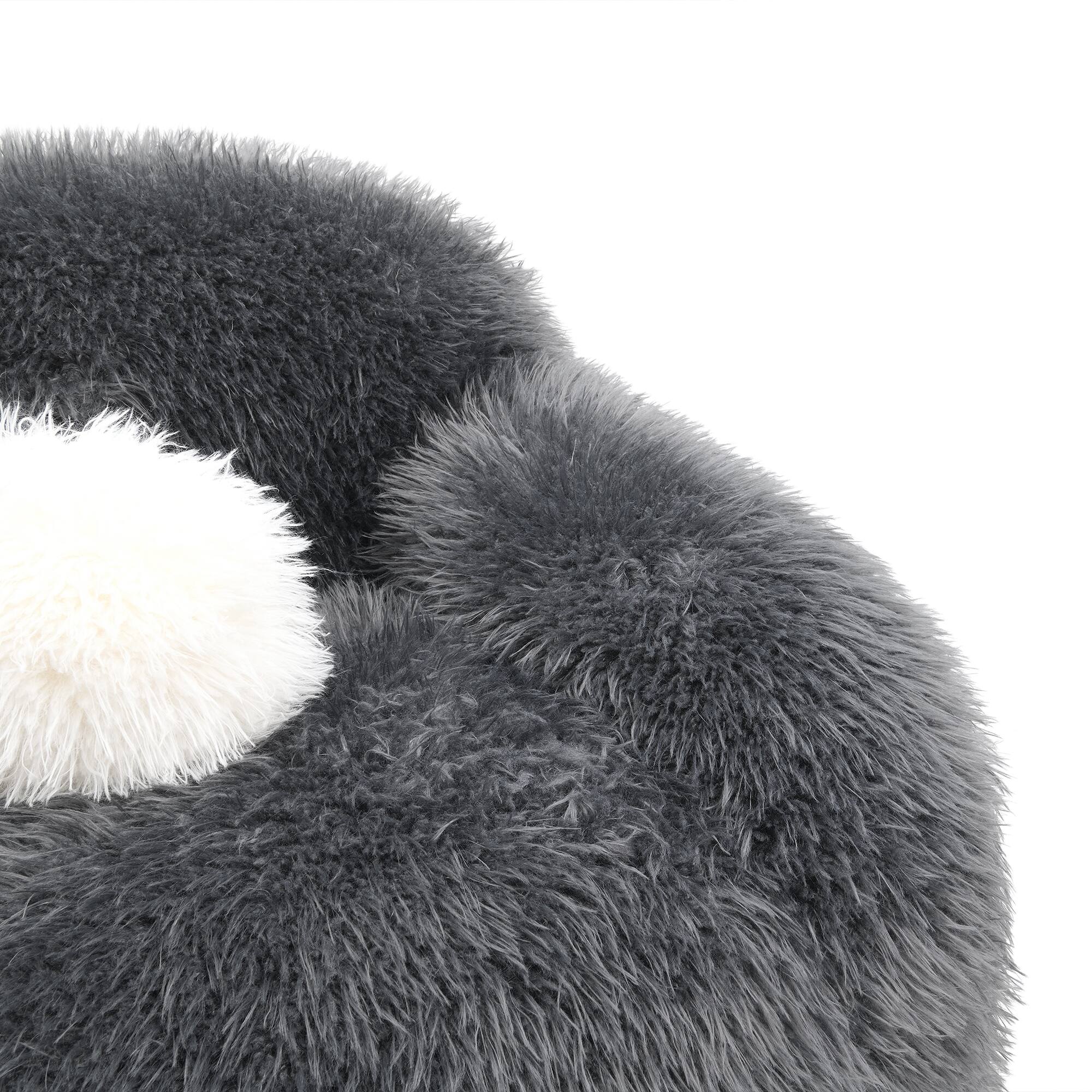 Alt View 8. Vaczon - Faux Fur Loveseat Sofa Cozy Shaggy Plush Chair for Home Apartment or Lounge Area with Accent Pillows - Dark Gray.