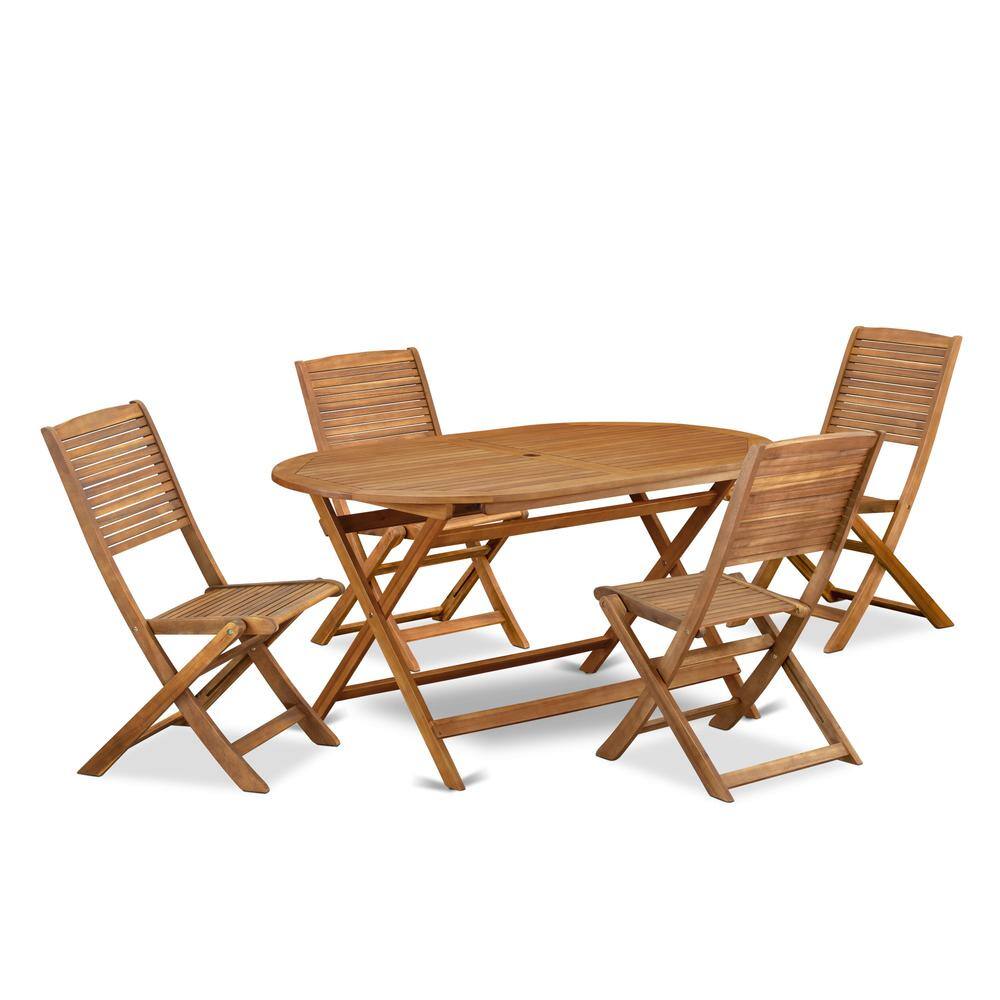 Front. East West Furniture - 5 Piece Patio Garden Table Set - Brown.