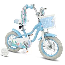 Costway - 12 Inch Girls Bike, Kids Bicycle with Removable Basket, Streamers, Hand Brake - Blue