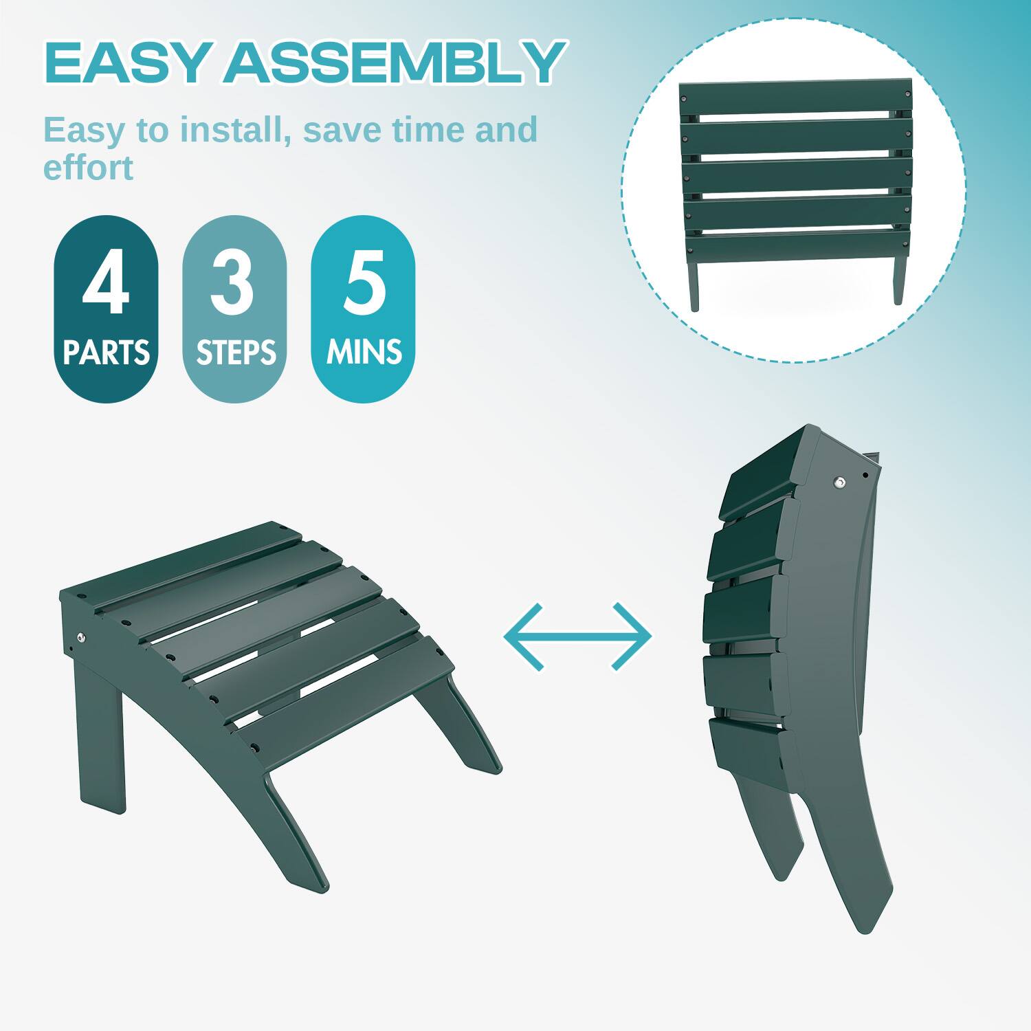 EASY ASSEMBLY  
Easy to install, save time and effort  

4 PARTS  
3 STEPS  
5 MINS