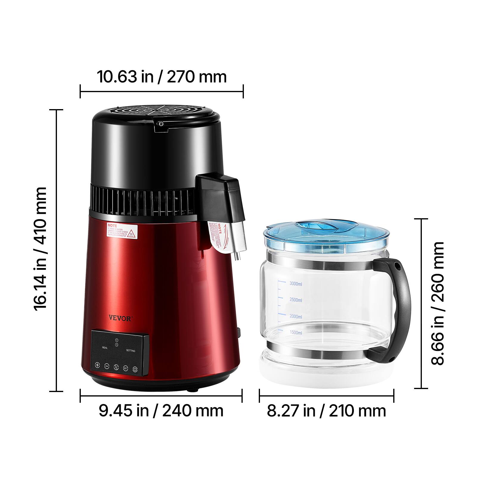 VEVOR Water Distiller, 4L 1.1 Gallon Pure Water Purifier Filter For ...