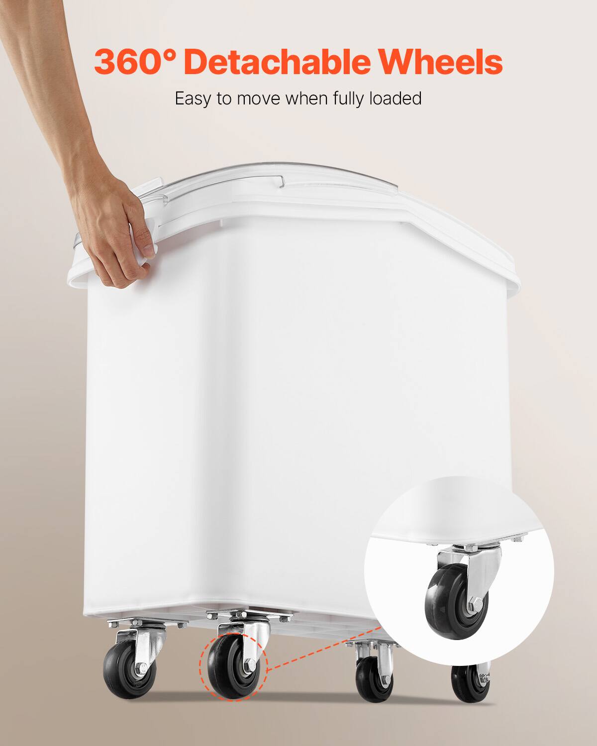 360° Detachable Wheels
Easy to move when fully loaded