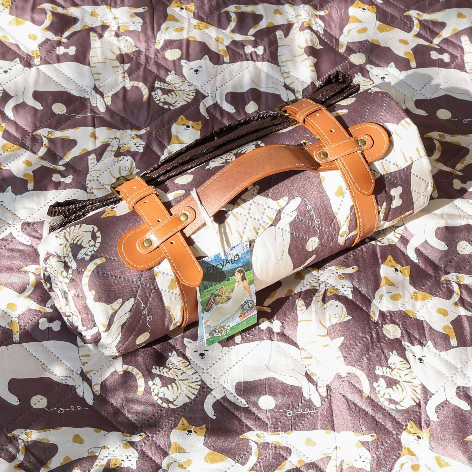 Front. Cedar Assembly - " Double Thickened Picnic Blankets(g High Density Cotton Stuffed) Navy Floral Pattern Outdoor Mat Portable ... - Brown-60"x80".