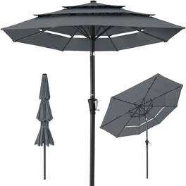 Best Choice Products - 10ft 3-Tier Patio Umbrella, Market Sun Shade w/ Tilt Adjustment, Easy Crank - Slate