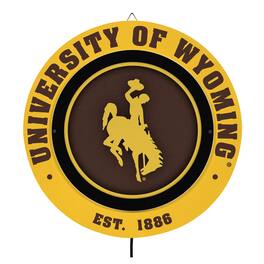 Evergreen Enterprises - Wyoming Cowboys 15" LED Round Metal Lit Wall Sign - Multicolor