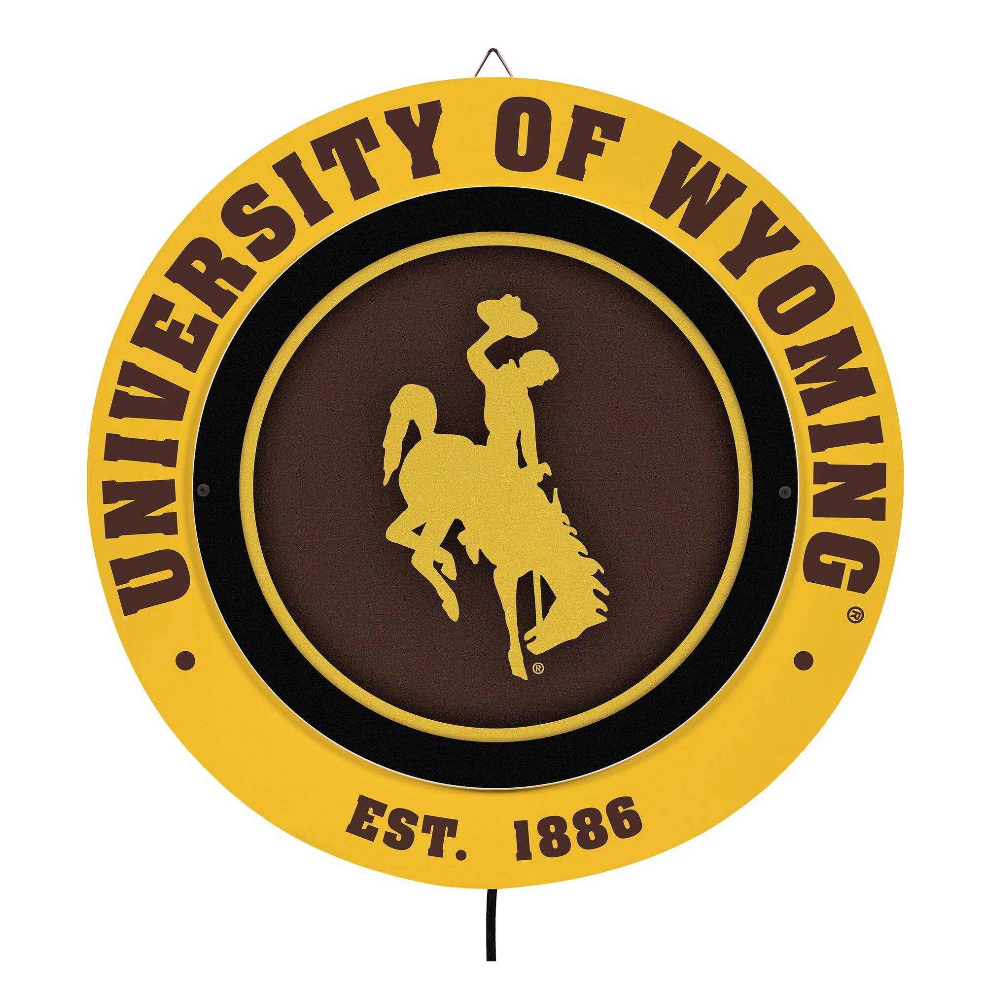 Wyoming Cowboys 15" LED Round Metal Lit Wall Sign