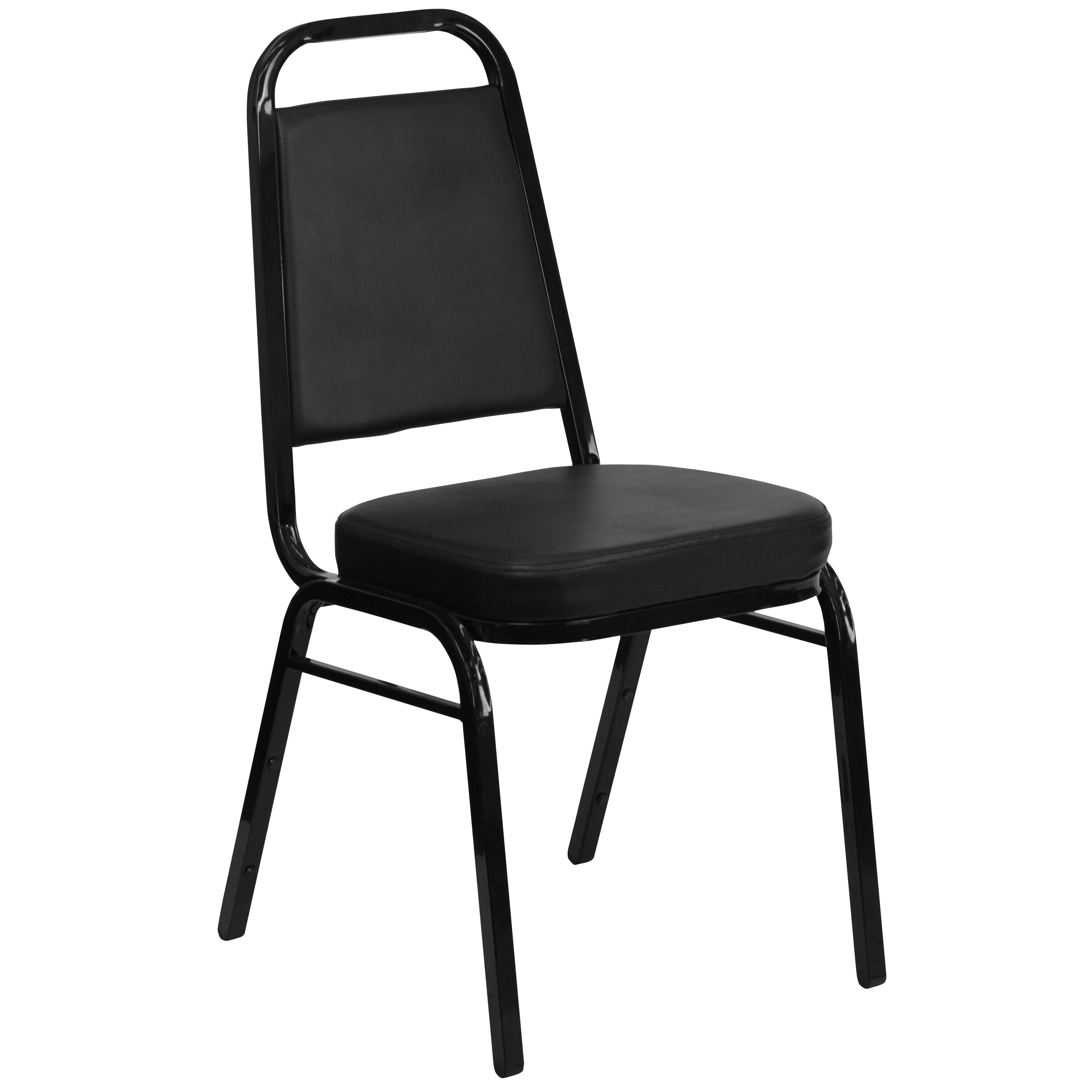 Front. Alamont Home - Hercules Trapezoidal Back Stacking Banquet Chair in Black Vinyl with 2.5" Thick Seat - Black Vinyl/Black Frame.