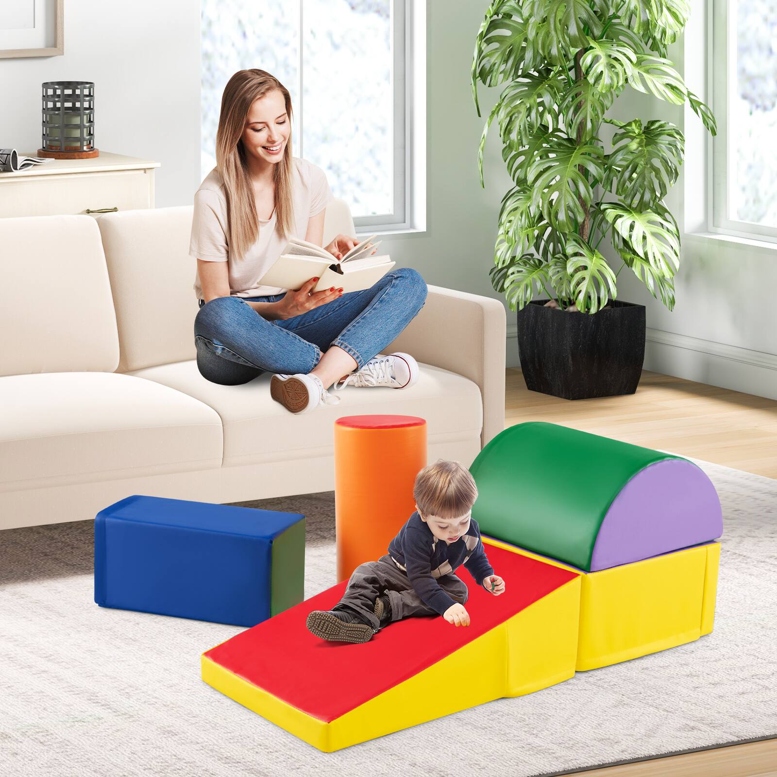 Alt View 3. Gymax - Gymax 5 PCS Kids Climb & Crawl Activity Playset Soft Foam Block Toddler Play Structure - Multicolor.