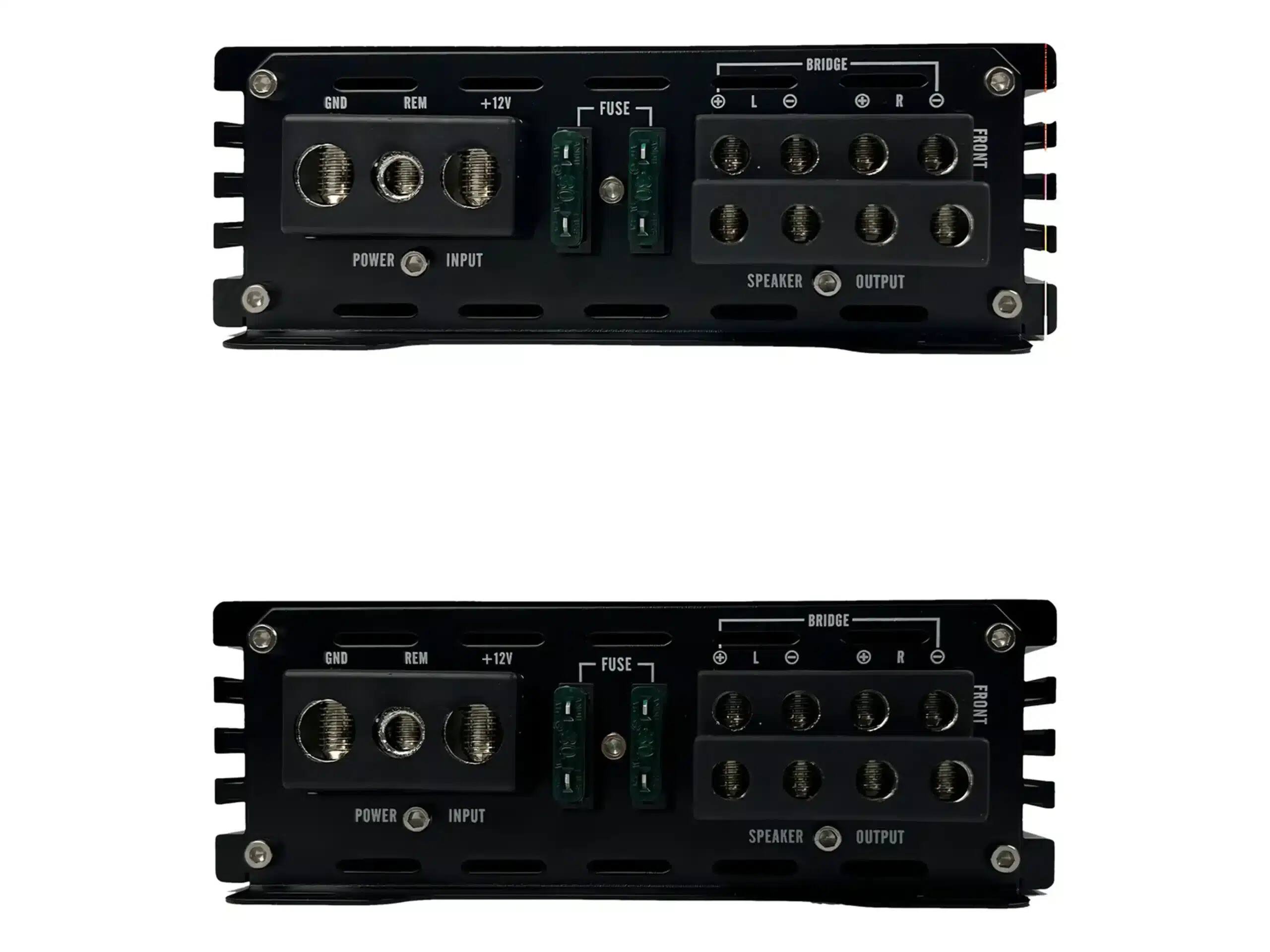 BRIDGE GND REM +12V FUSE L R FRONT POWER INPUT SPEAKER OUTPUT