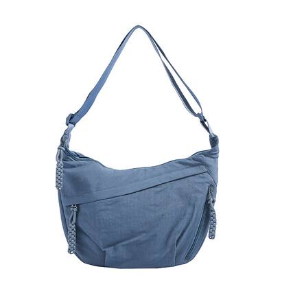 Front. Auledio - Trendy Nylon Crescent Crossbody Purse Hobo Shoulder Bag - Blue.