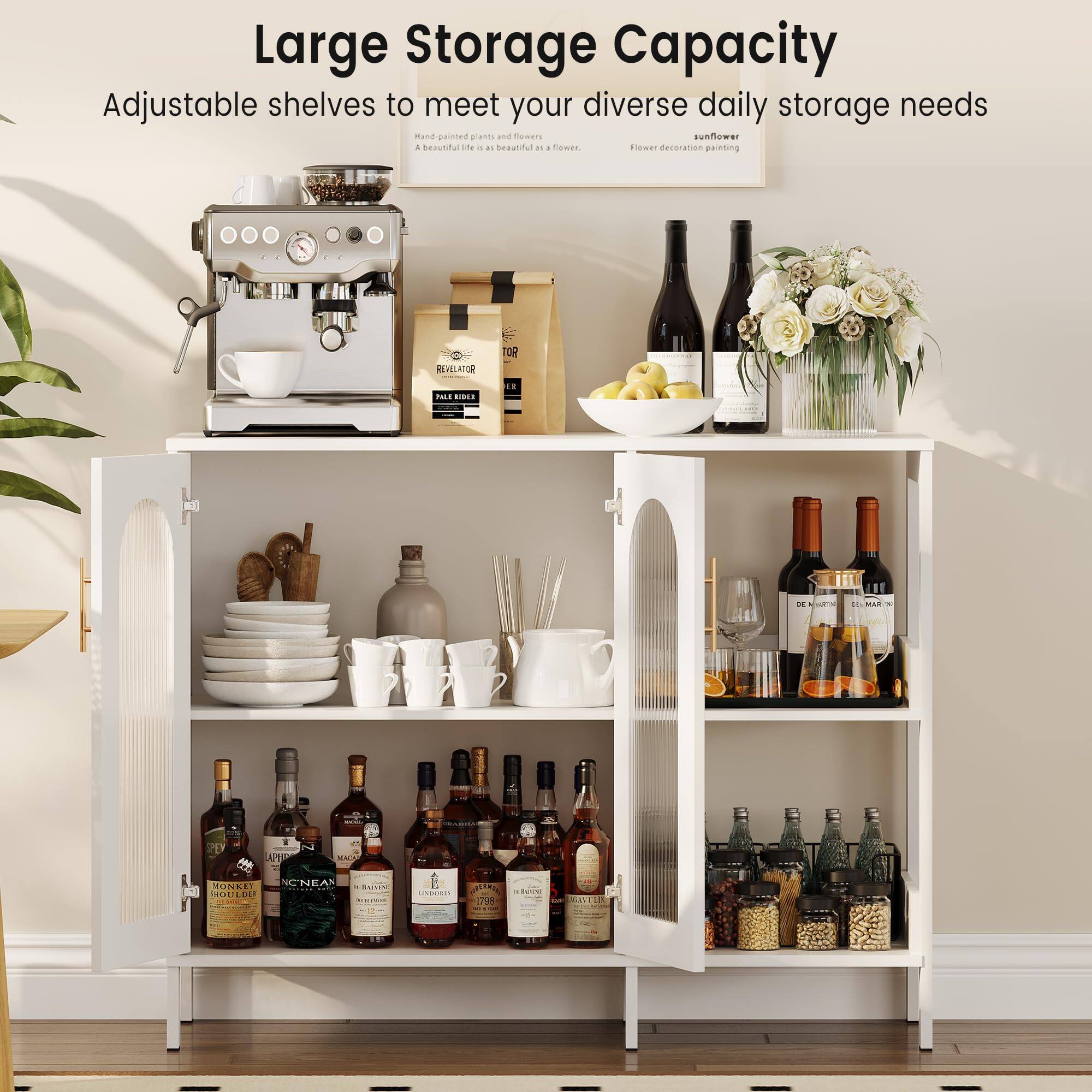 Large Storage Capacity  
Adjustable shelves to meet your diverse daily storage needs  

Hand-painted plants and flowers  
A beautiful life is a beautiful life  

sunflower  
Flower decoration painting