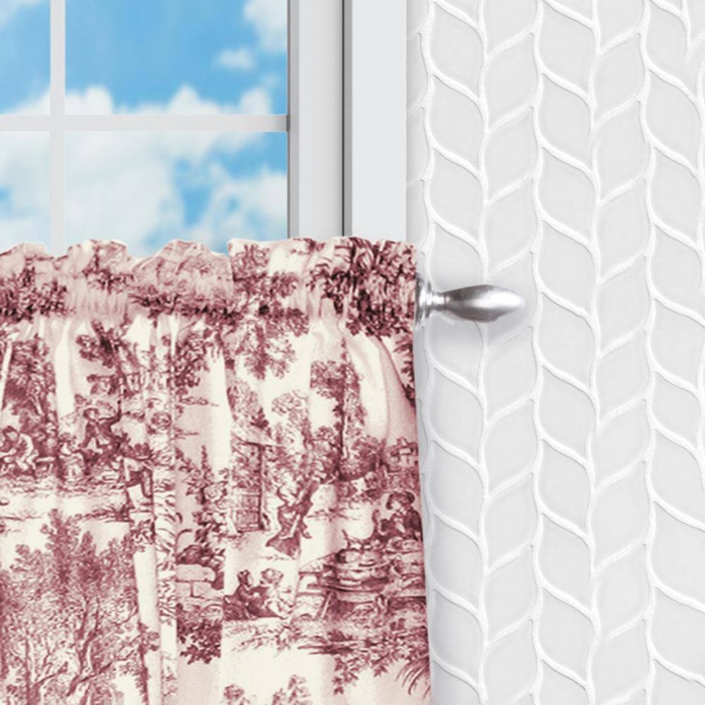 Angle. Ellis Curtain - Ellis Curtain Victoria Park Toile Room Darkening Window Rod Pocket Pair Set With 2 Tiers - 2-Piece - 68" x 30" Red - Red.