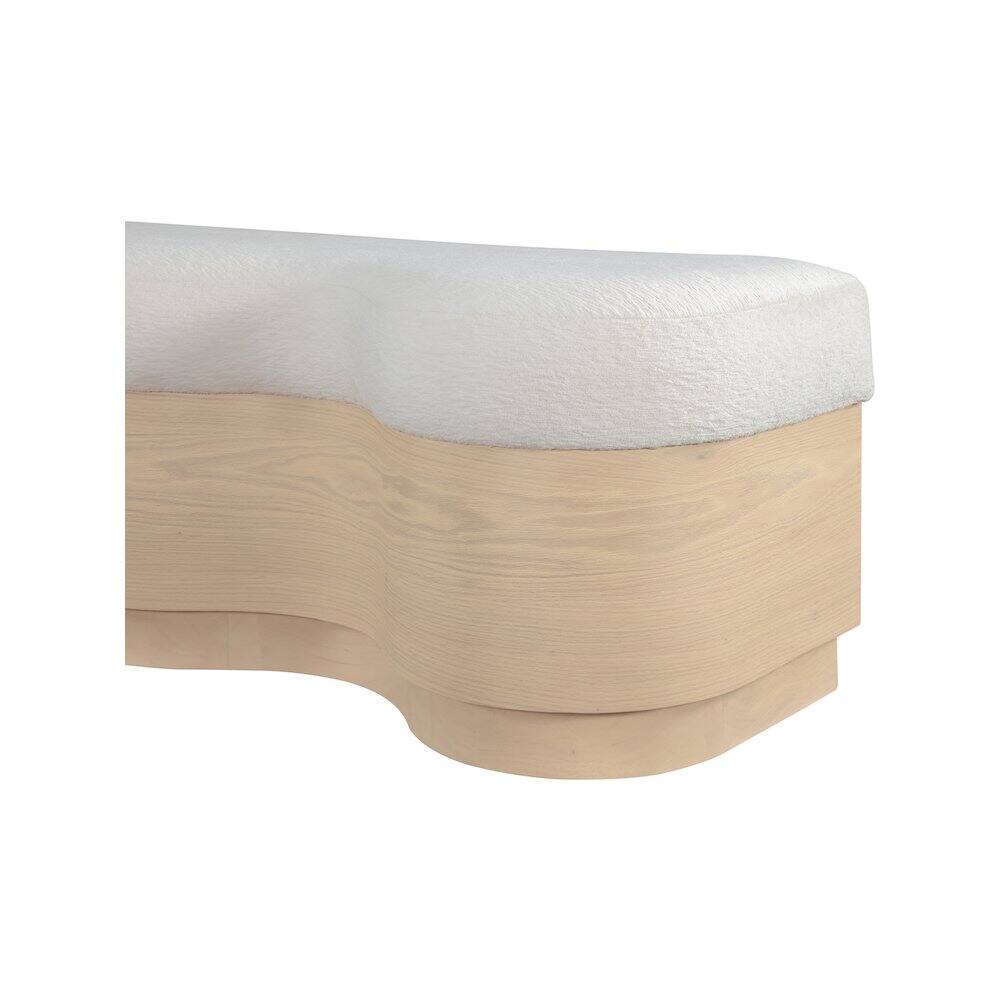 Alt View 4. Meridian Furniture - Savoy Cream Velour Fur Fabric Bench - Beige.
