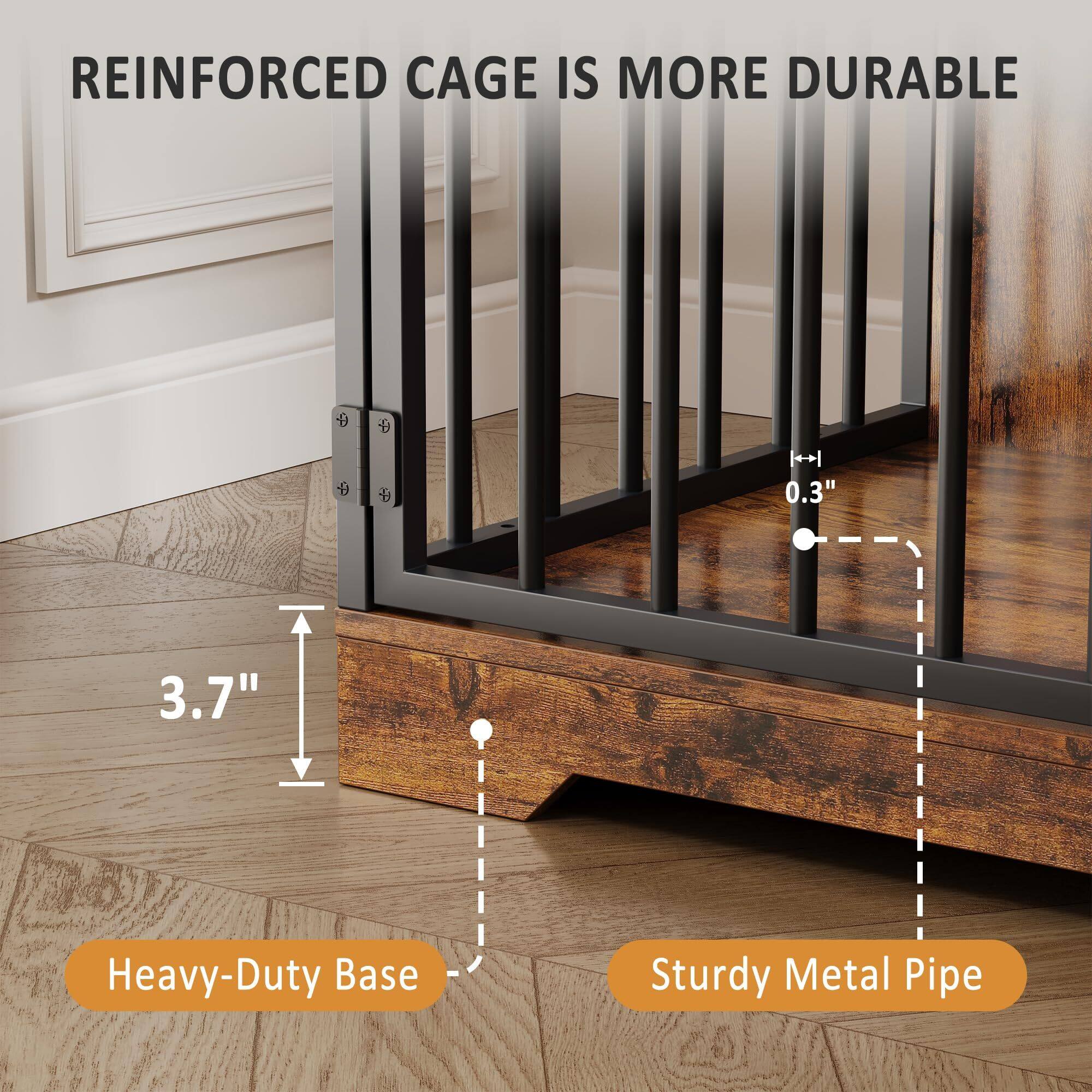 Alt View 5. Acekool - 48 Inch Dog Crate Furniture, Wooden Kennel Table with Bowl & Storage Drawers - Brown.