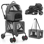 Front. Costway - Costway Double Pet Stroller for 2 Dogs or Cats w/ 2 Detachable Carriers Safety Belt.
