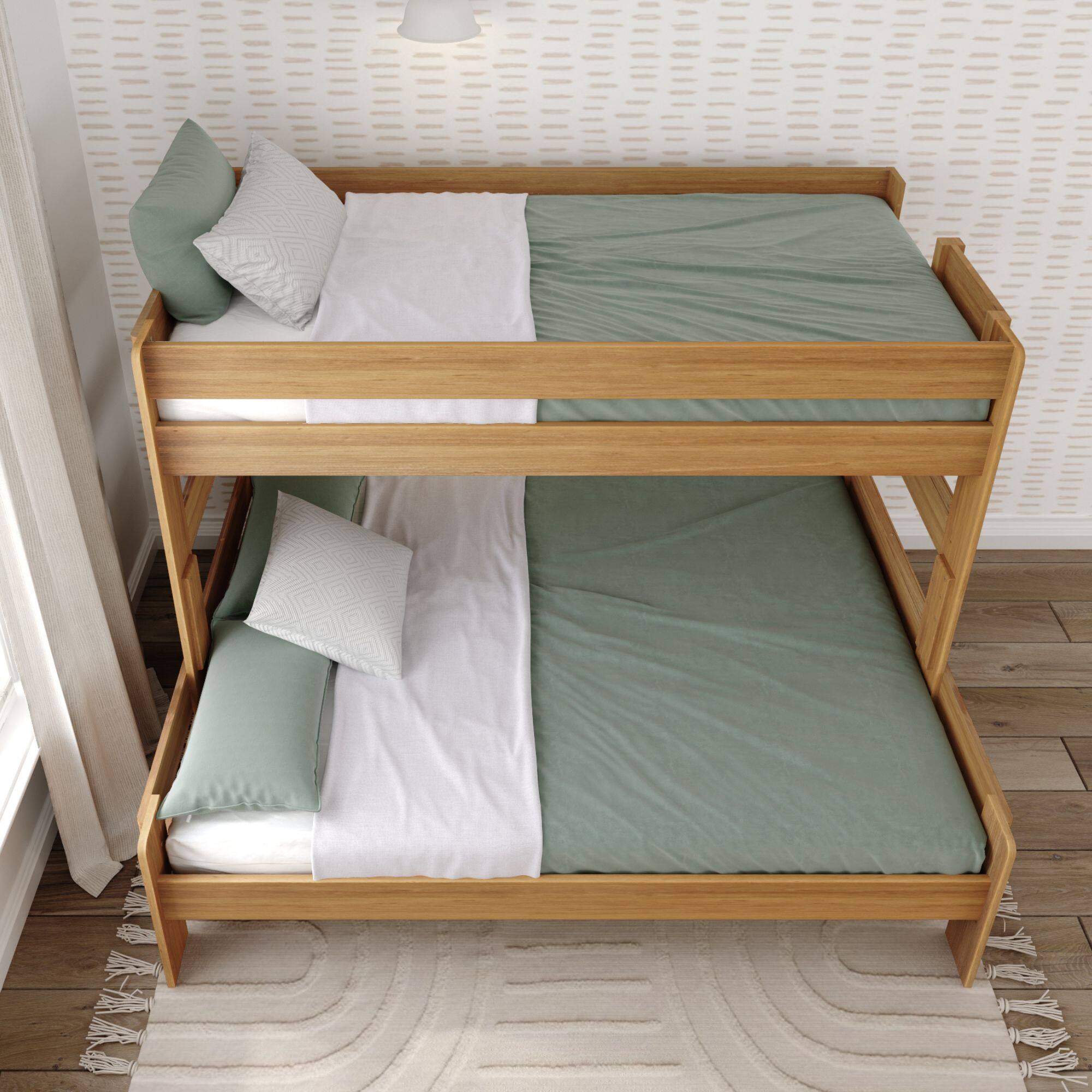 Alt View 4. Plank+Beam - Farmhouse Twin XL over Queen Bunk Bed Bed, Pecan - Pecan Dip.