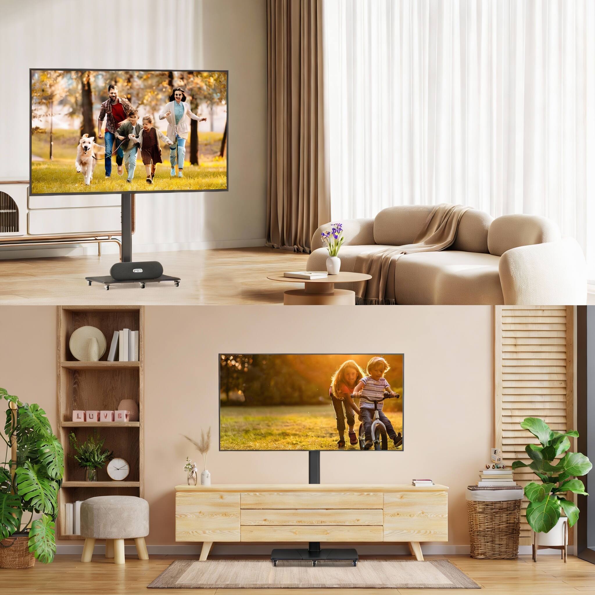 Alt View 1. Frangdom - Mobile Wood TV Stand 32-75" Rolling Height - BLACK Rolling 88 lbs 11.22 x 5.51 x 16.93 inches.