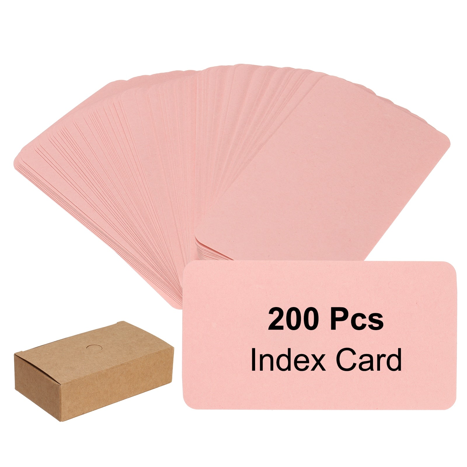 Unique Bargains - 3.5x2" Kraft Index Cards, 200 Small Blank Paper Cards for Reminder, Study, DIY, Invitation, Flash Vocabulary Word - Pink
