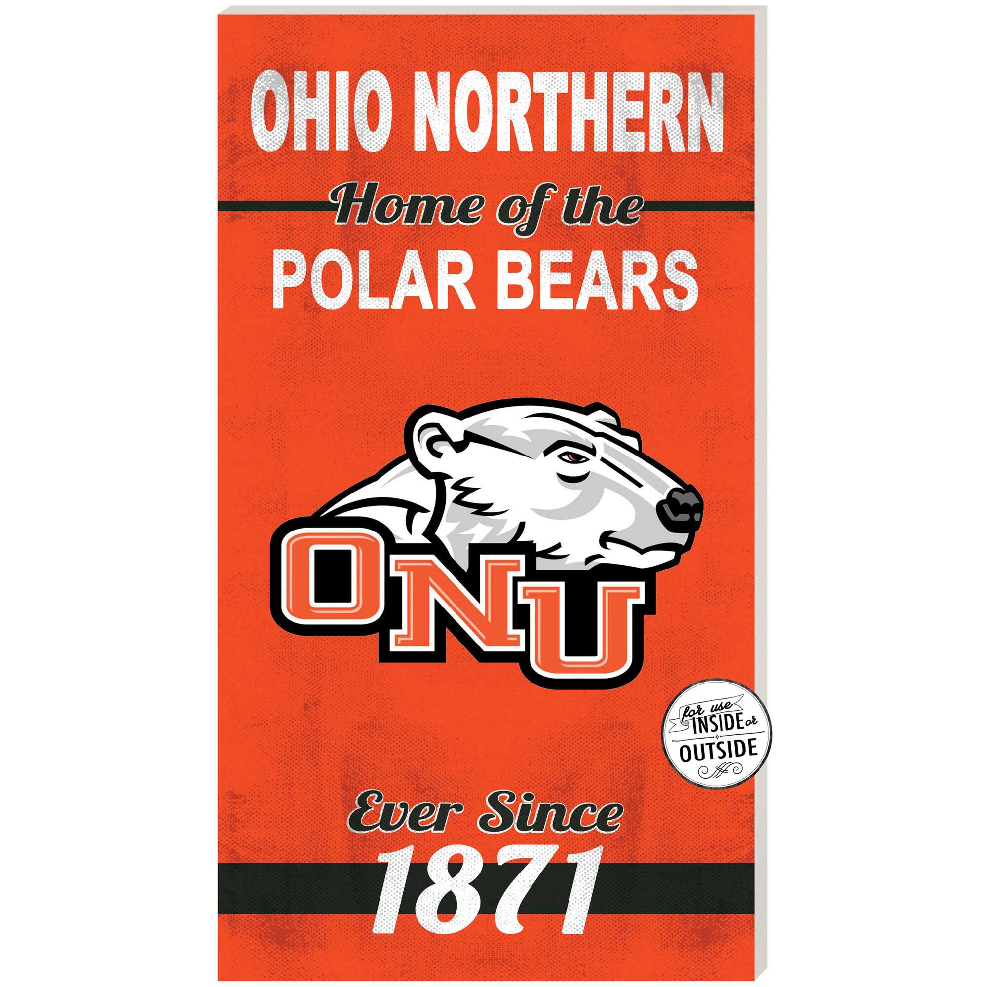 Orange Ohio Northern Polar Bears 11'' x 20'' Home Of The Sign