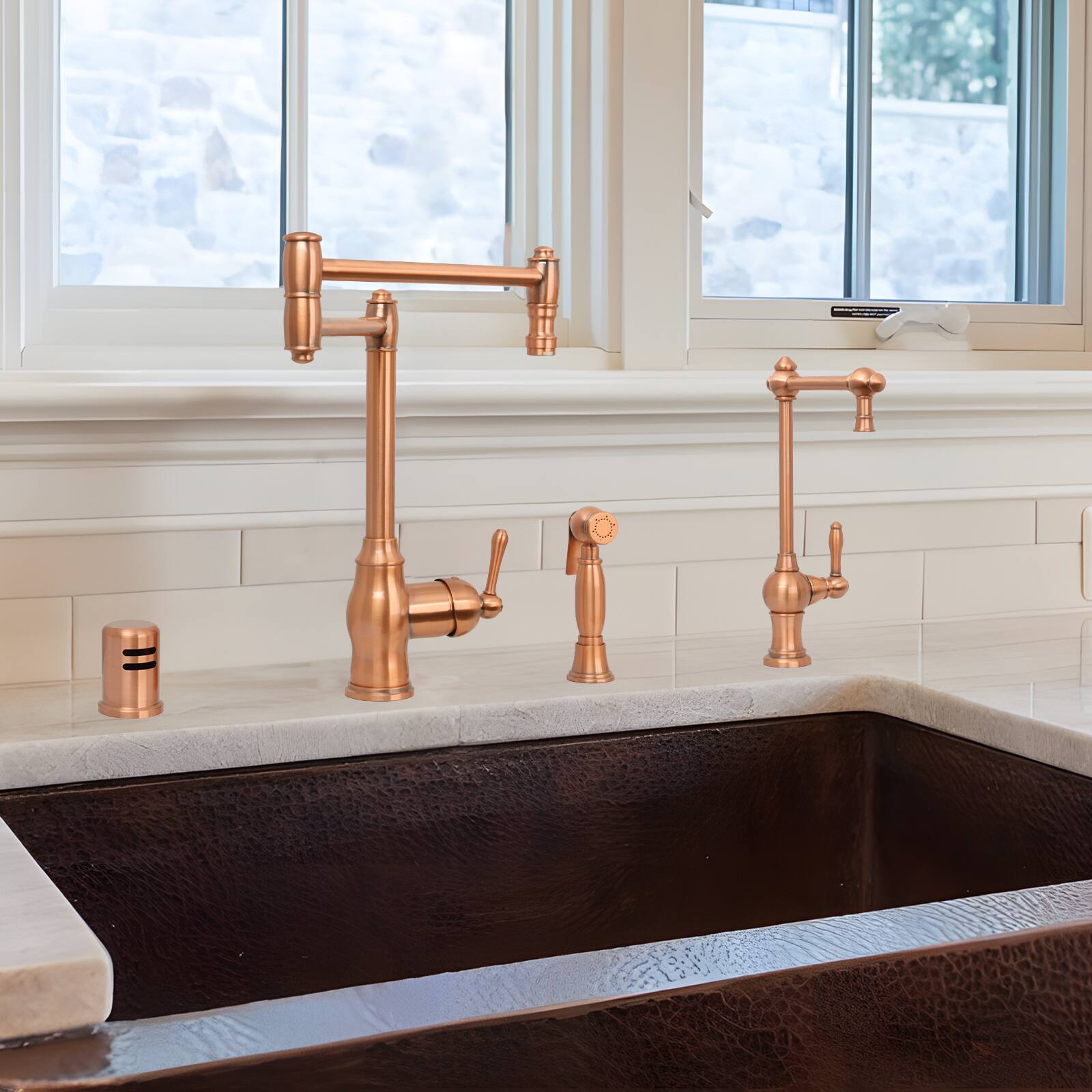 Alt View 7. Akicon - Akicon Solid Brass One-Handle 360° Swivel Kitchen Water Filter Faucet in Copper - Copper.