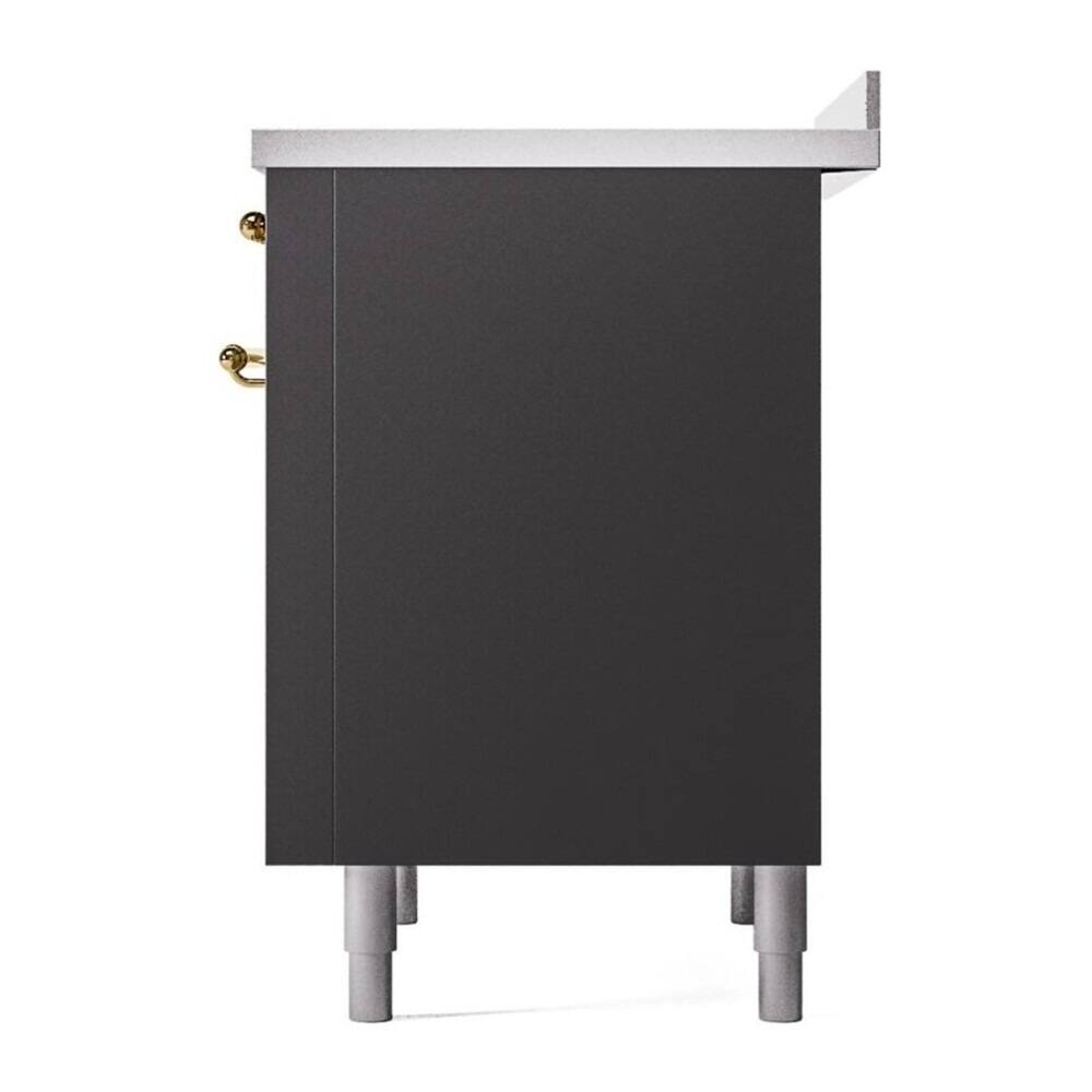 Alt View 4. ILVE - ILVE Nostalgie II 36 inch Induction Range with 6 Elements (Triple Glass Door, Graphite Matte, Brass) - Graphite Matte.