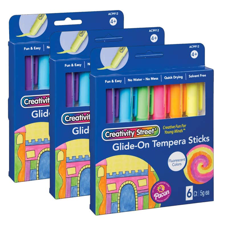 Creativity Street - Glide-On Tempera Paint Sticks Fluorescent Colors 5 grams 6 Per Pack 3 Packs price history on PriceWatchPro