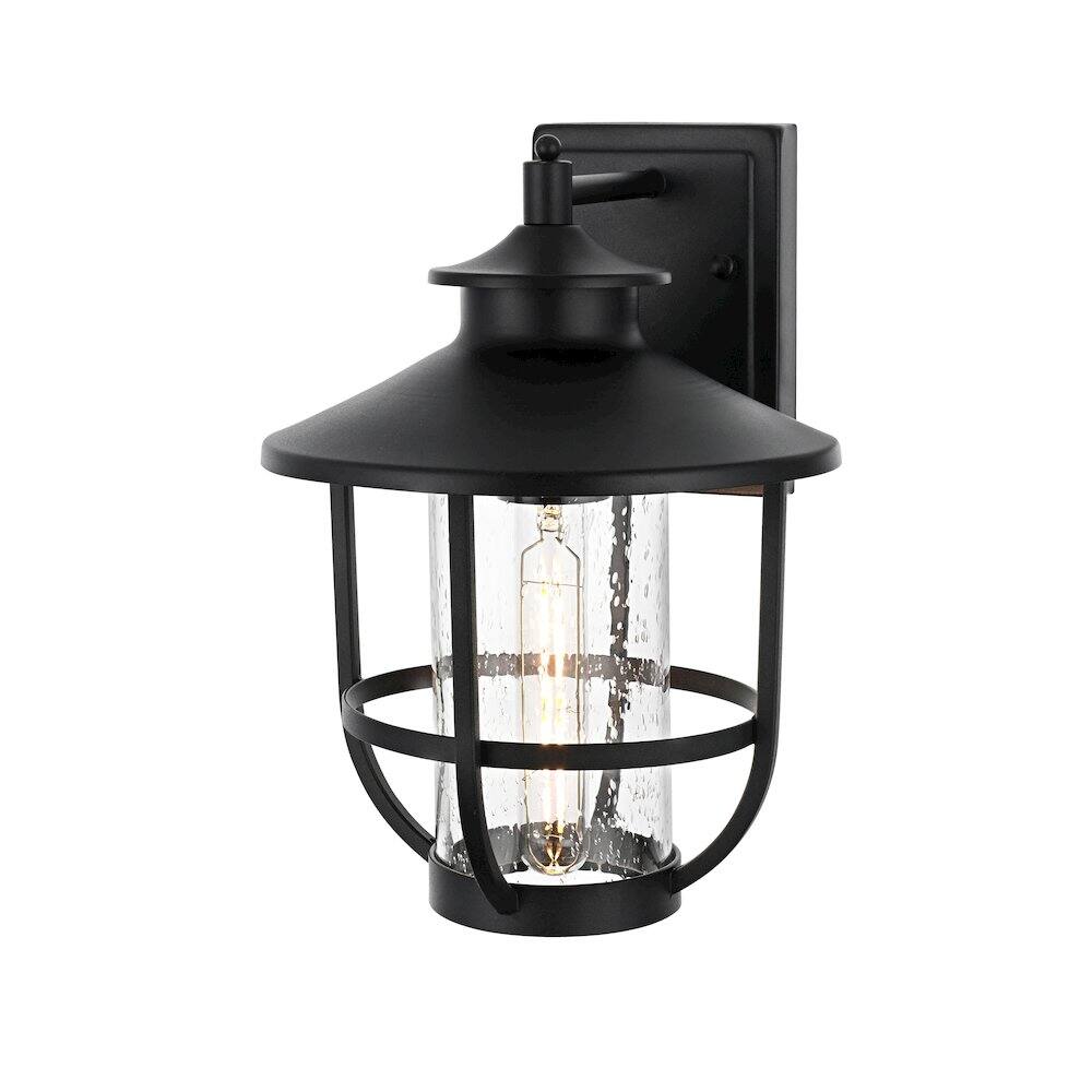 Angle. Elegant Lighting - Janney 7 inch Outdoor Pendant in Black - Black.