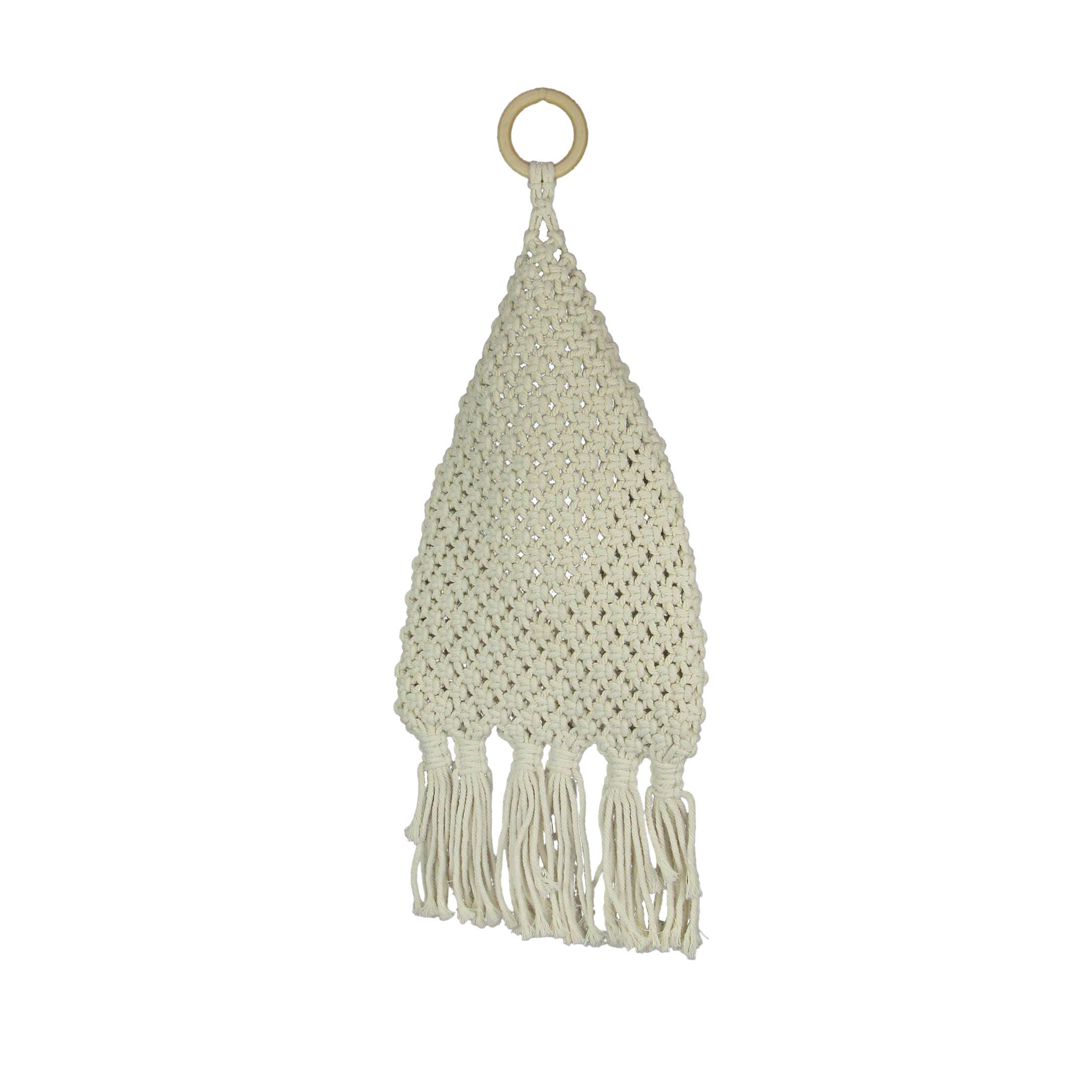 Alt View 2. PD Home & Garden - Boho Style Hand Tied Macrame Wall Pocket 21 Inches High - Tan.