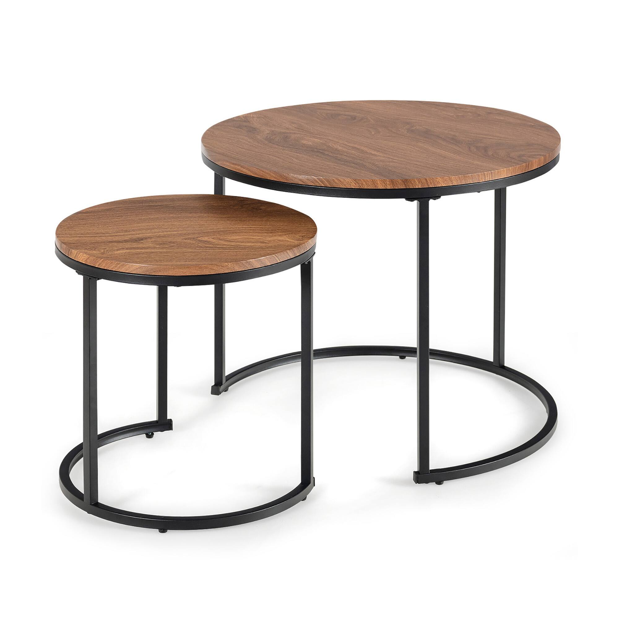 Alt View 18. Costway - Nesting Coffee Table Set of 2 for Balcony Living Room Modern Round Side Tables Brown - Brown.