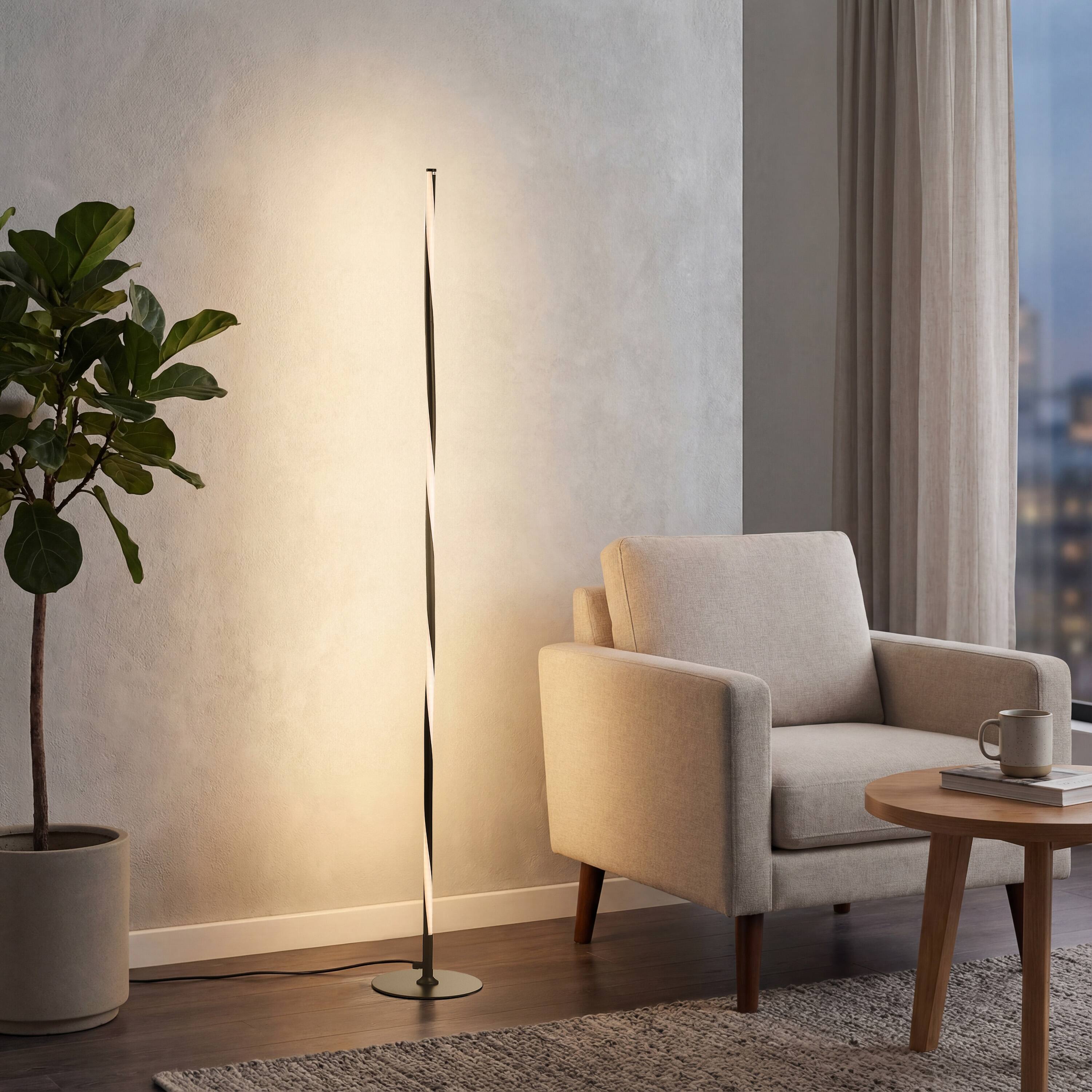 Alt View 1. Jonathan Y - Pilar 63.75" LED Integrated Floor Lamp, Black - Black.