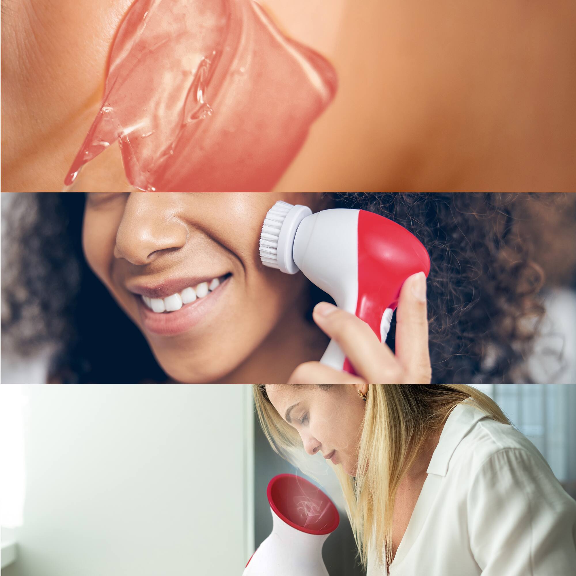 Left. Pursonic - Pursonic Spa Facial Care Bundle: Facial Steamer, Cleansing Brush, & Gel Face Masks - Multicolor.