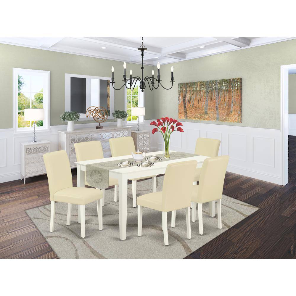 Left. East West Furniture - Dining Room Set Linen White - Brown.
