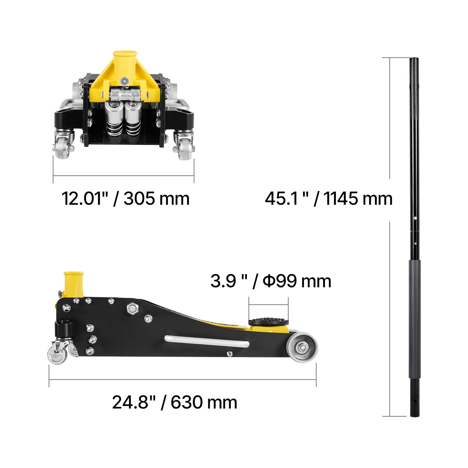 12.01" / 305 mm  
45.1" / 1145 mm  
3.9" / 99 mm  
24.8" / 630 mm