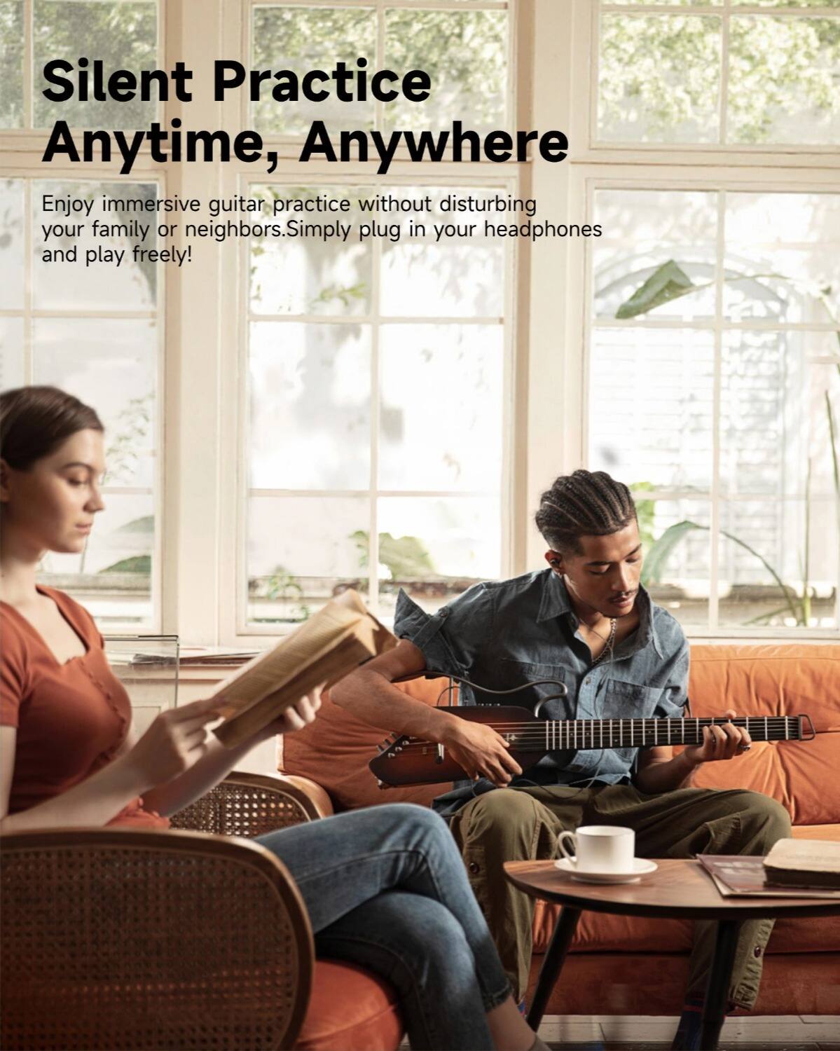 Silent Practice Anytime, Anywhere
Enjoy immersive guitar practice without disturbing your family or neighbors. Simply plug in your headphones and play freely!