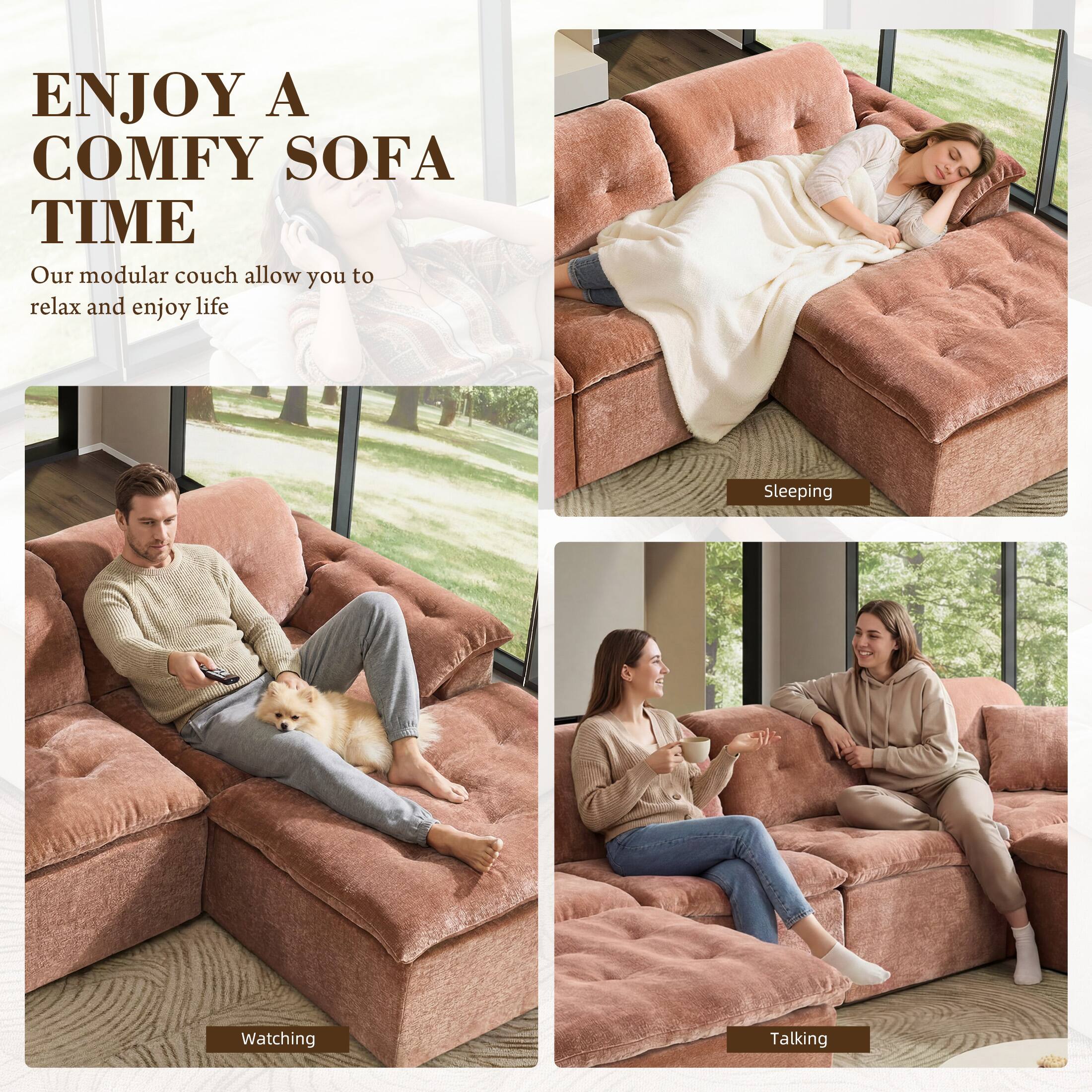 ENJOY A COMFY SOFA TIME

Our modular couch allows you to relax and enjoy life

Sleeping

Watching

Talking