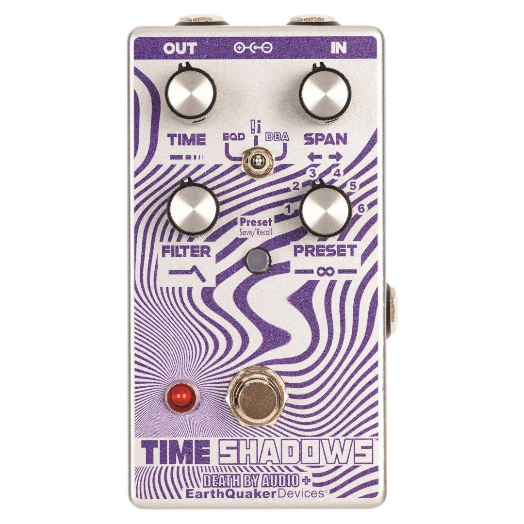 OUT + IN  
TIME EQD DBA : SPAN - 2 3 4 5 FILTER 1 6  
Preset Save/Recall  
PRESET  
TIME SHADOWS  
DEATH BY AUDIO +  
EarthQuaker Devices