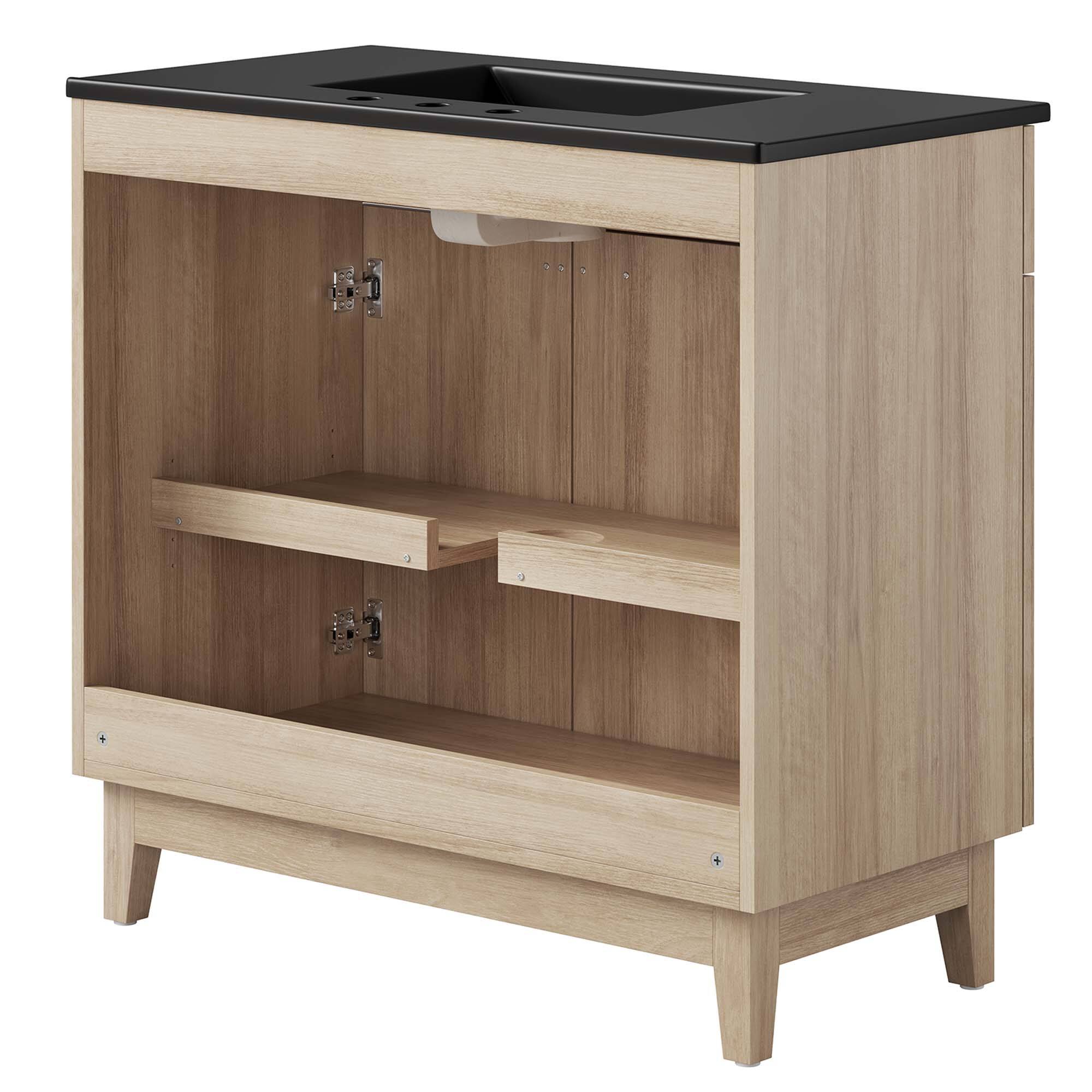 Alt View 3. Modway - Miles Bathroom Vanity Basin Included by Modway - Black Oak.