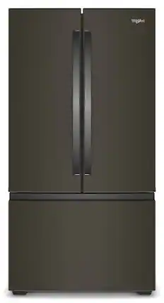 Front. Whirlpool - 36 in. Wide 24 cu. ft. 3-Door French Door Counter Depth Refrigerator - Black Stainless Finish.