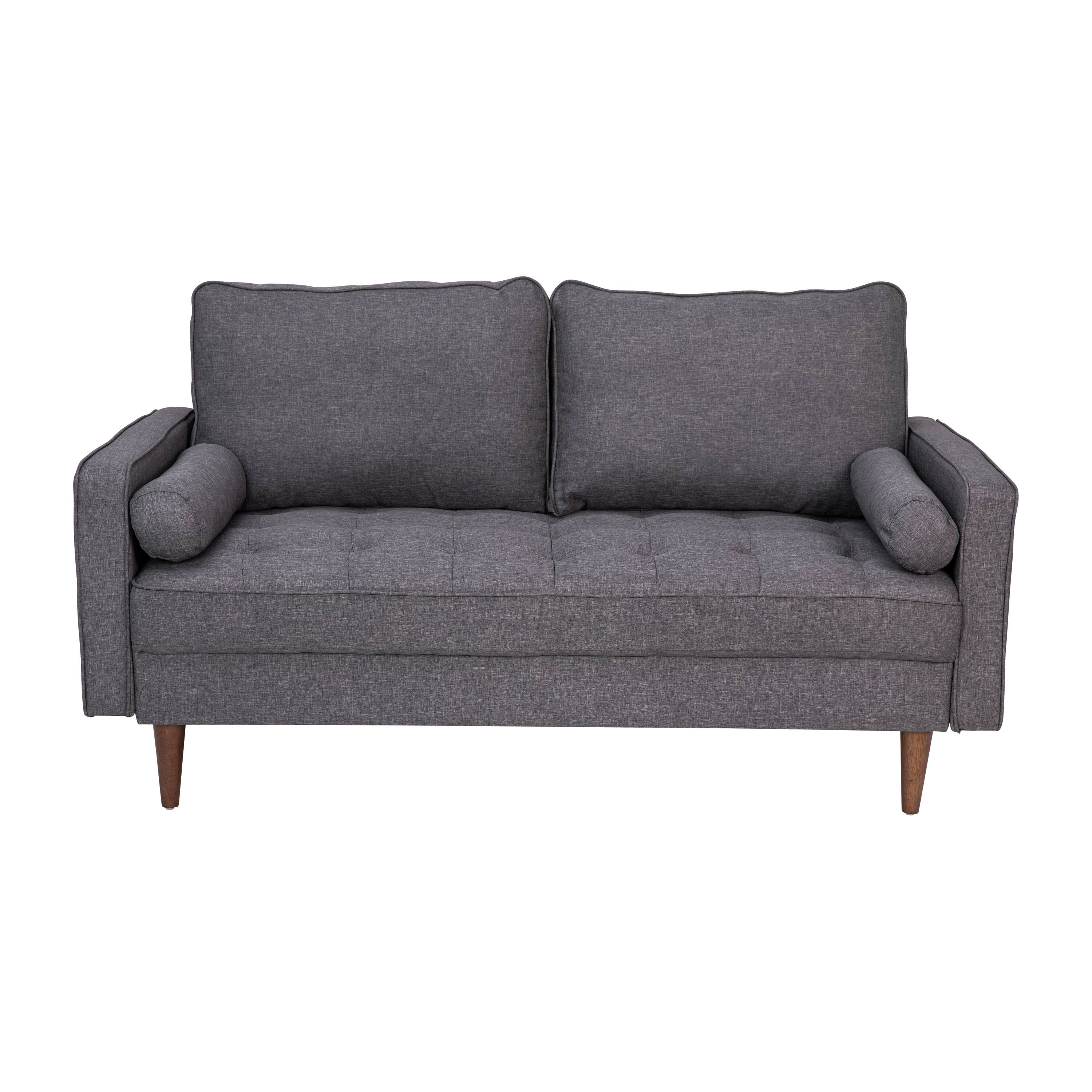 Alt View 9. Emma + Oliver - Holden Upholstered Mid-Century Modern Pocket Spring Loveseat with Wooden Legs and Removable Back Cushions - Dark Gray.