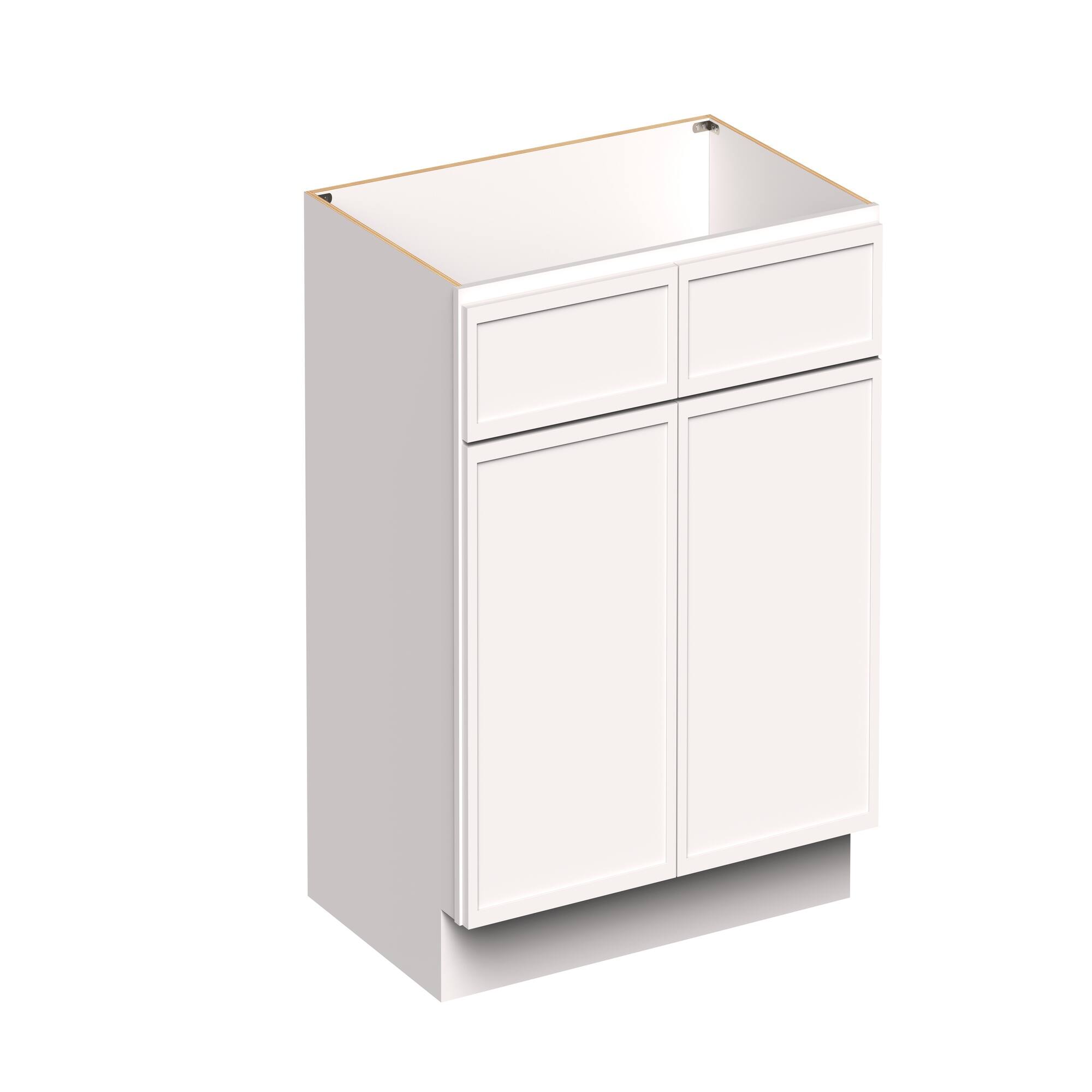 Angle. Boyel Living - 36-in W x 34.5-in H x 24-in D Slim Shaker RTA Kitchen Sink Base Cabinet with Soft-Close - Snow White.