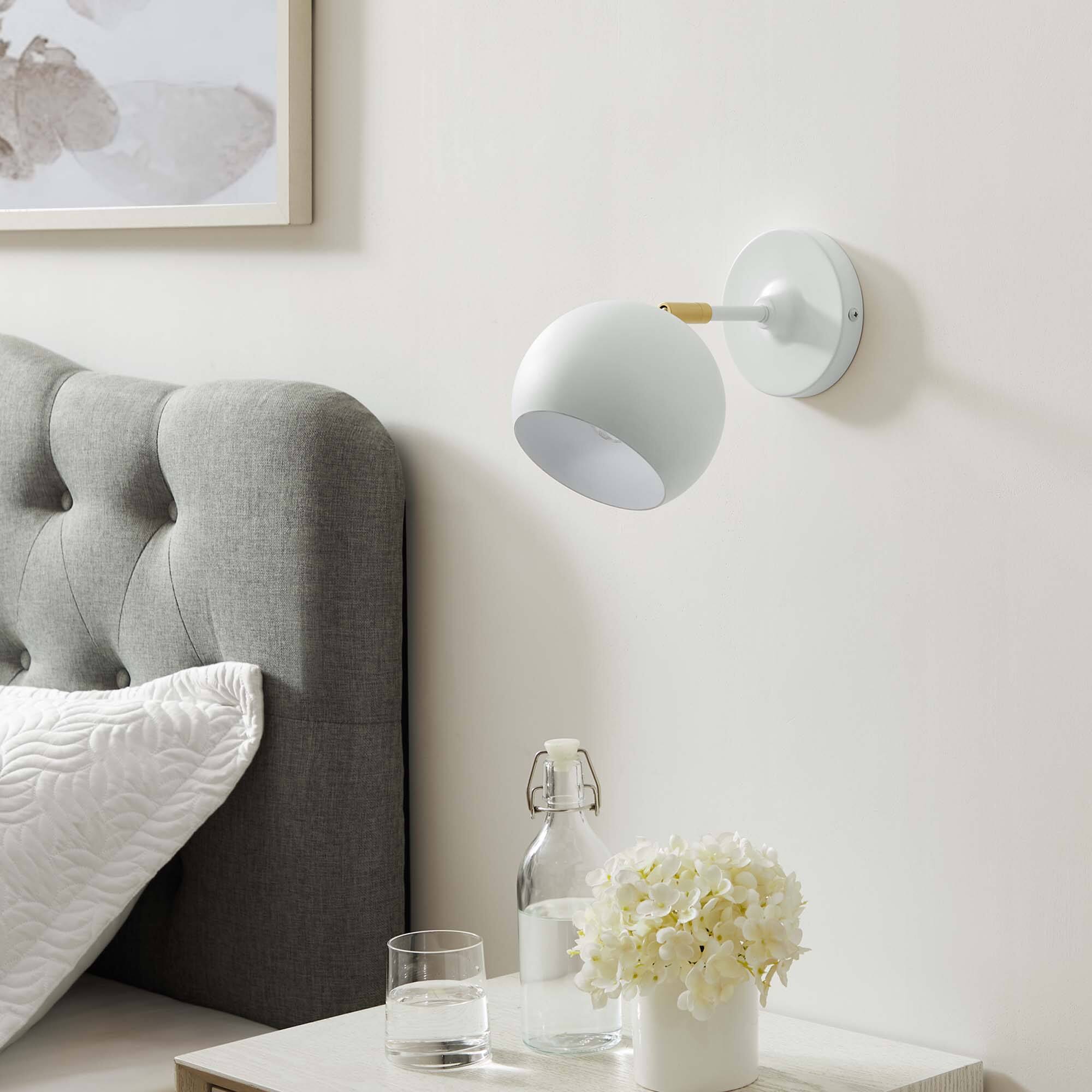 Front. Modway - Chalice 4" Swing-Arm Metal Wall Sconce by Modway - White.