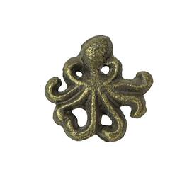 Zeckos - Cast Iron Octopus Drawer Pull Decorative Cabinet Knob Nautical Set of 6 - Bronze