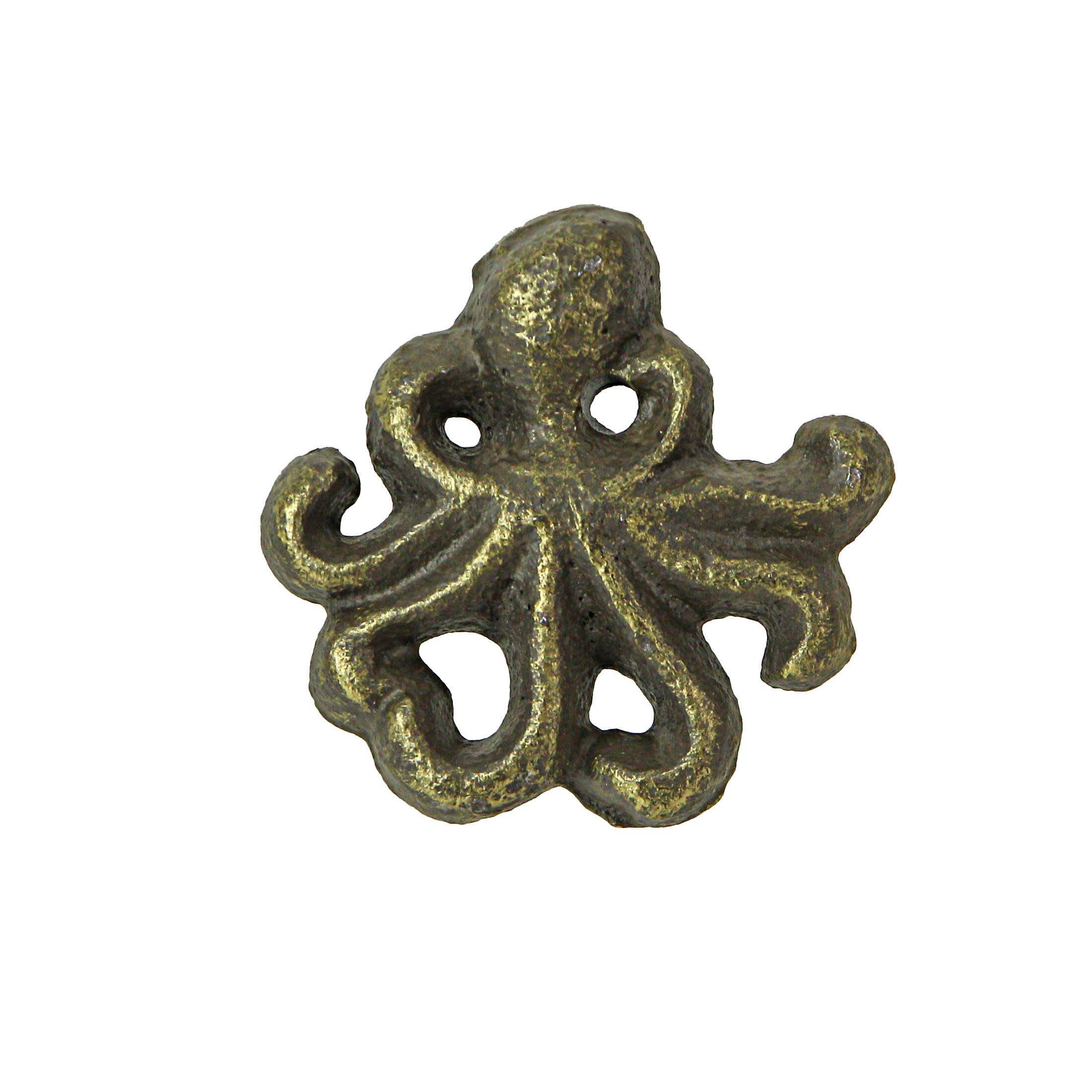 Front. Zeckos - Bronze Cast Iron Octopus Drawer Pull Decorative Cabinet Knob Nautical Set of 6 - Bronze.
