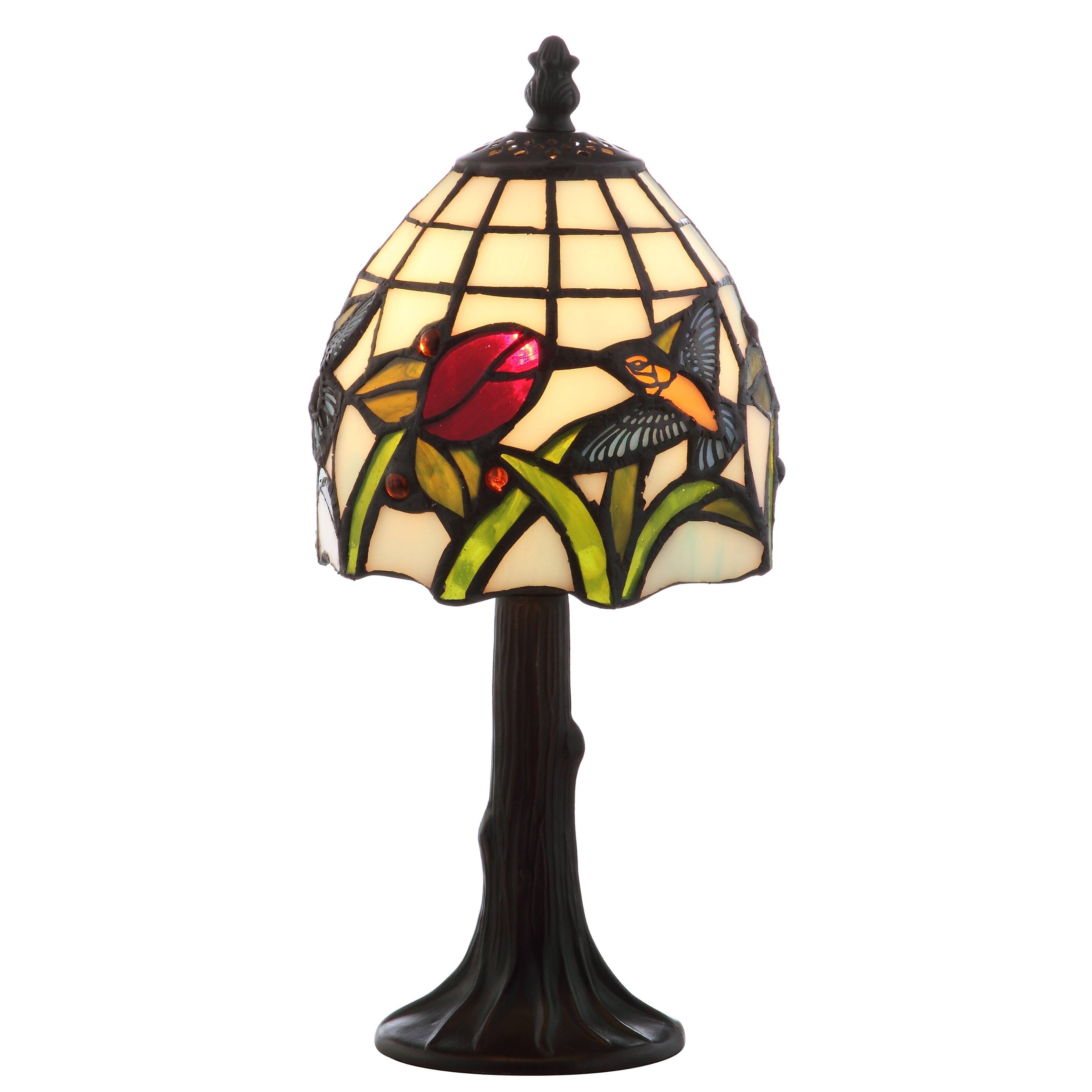 Front. Jonathan Y - Hummingbird Tiffany-Style 12" LED Table Lamp, Bronze - Bronze.