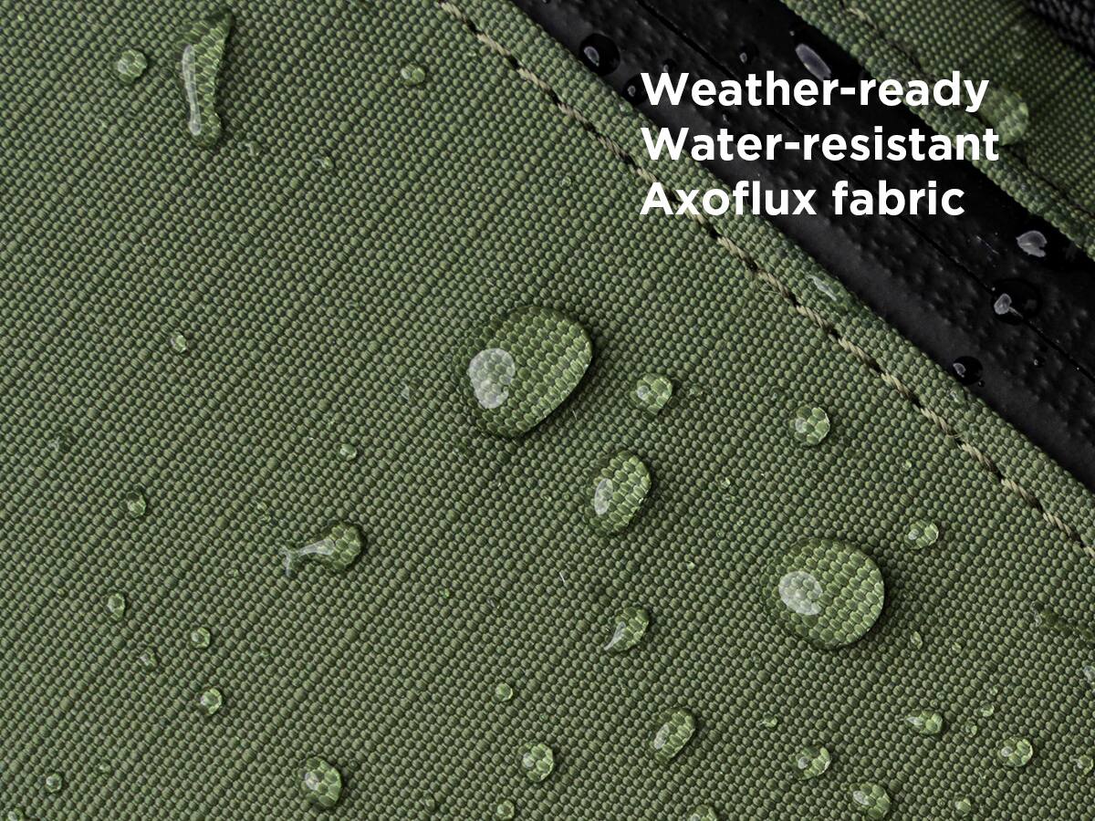 Weather-ready  
Water-resistant  
Axoflux fabric