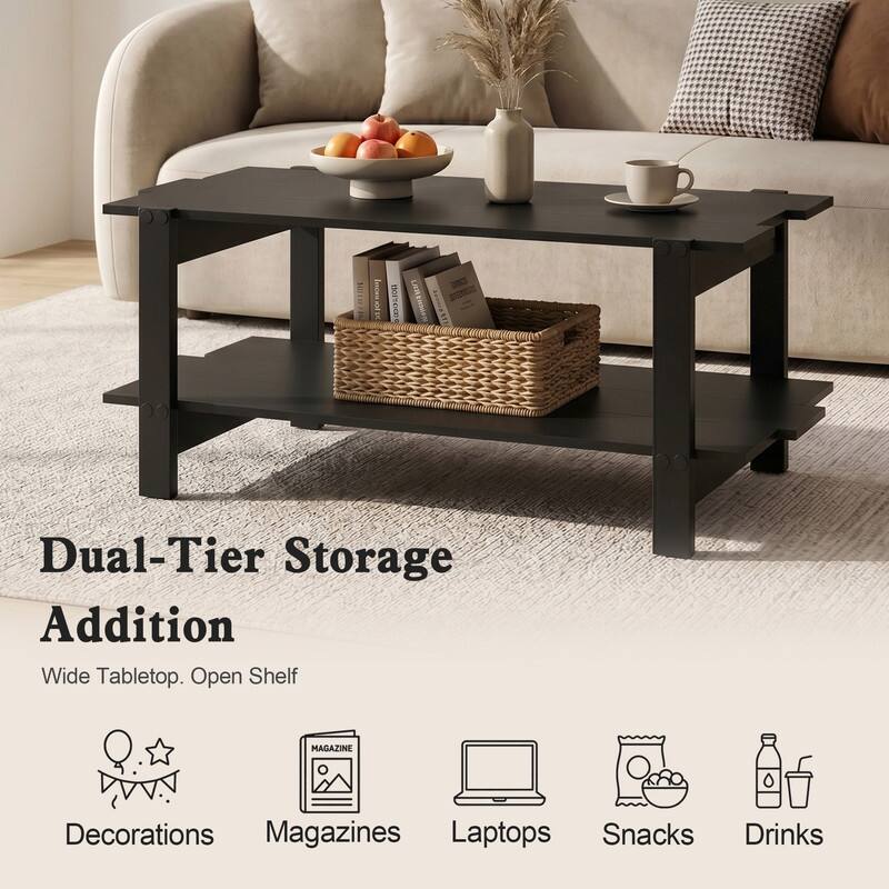 ml Incon  
1101 HOTOCO  
DIA  
Dual-Tier Storage Addition  
Wide Tabletop. Open Shelf  
MAGAZINE  
Decorations Magazines Laptops Snacks Drinks