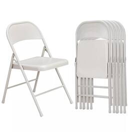 Yardgrace - Folding Chairs 6 Pack, Indoor Outdoor Portable Stackable Commercial Metal Chairs, Seating for Wedding, Party, Camping - White