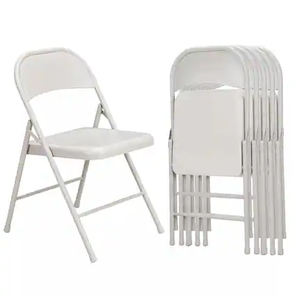 Front. Yardgrace - Folding Chairs 6 Pack, Indoor Outdoor Portable Stackable Commercial Metal Chairs, Seating for Wedding, Party, Camping. - White.