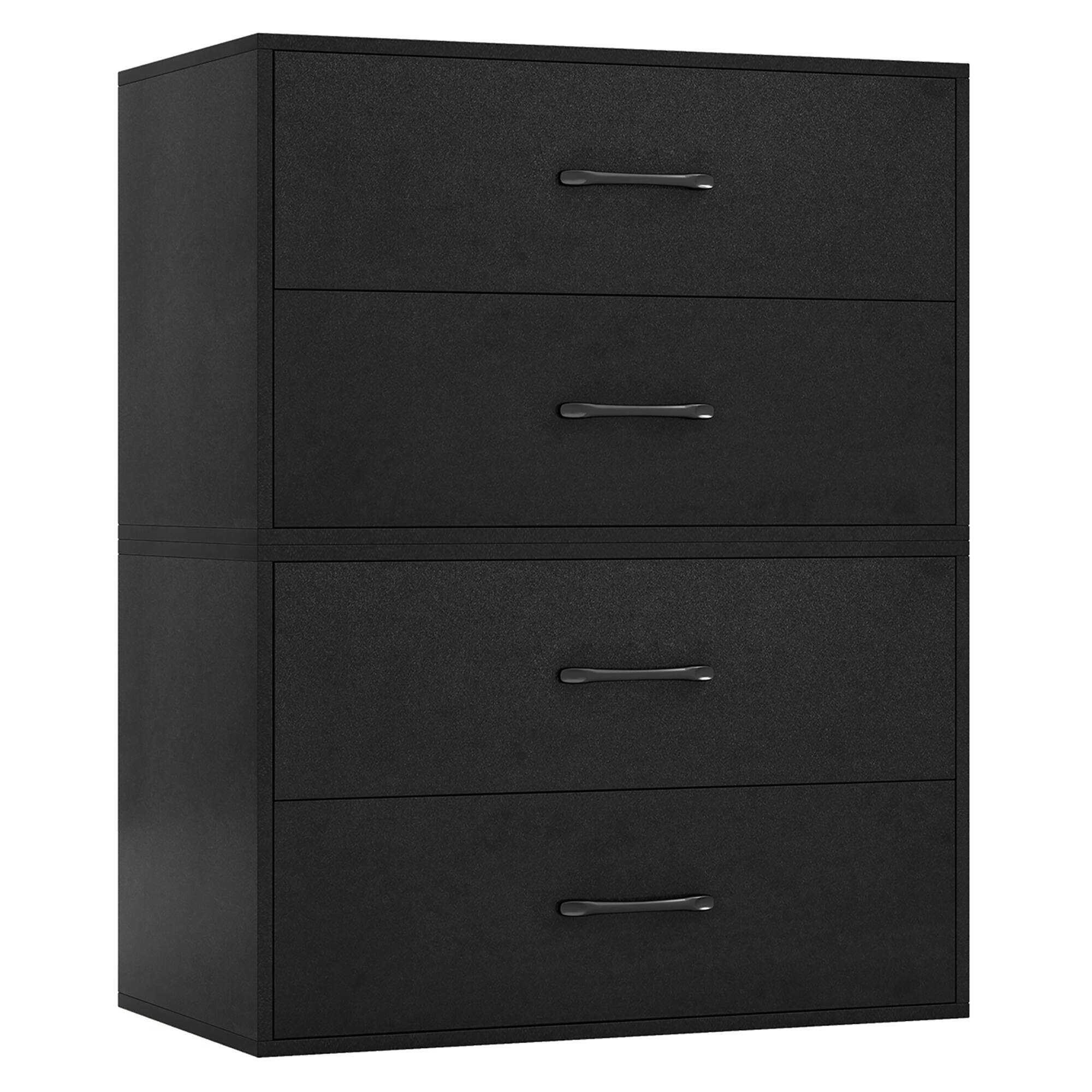 Alt View 9. Gymax - Gymax Stackable 2-Drawer Dresser Multi-Purpose Wooden Storage Cube Dresser - Black.